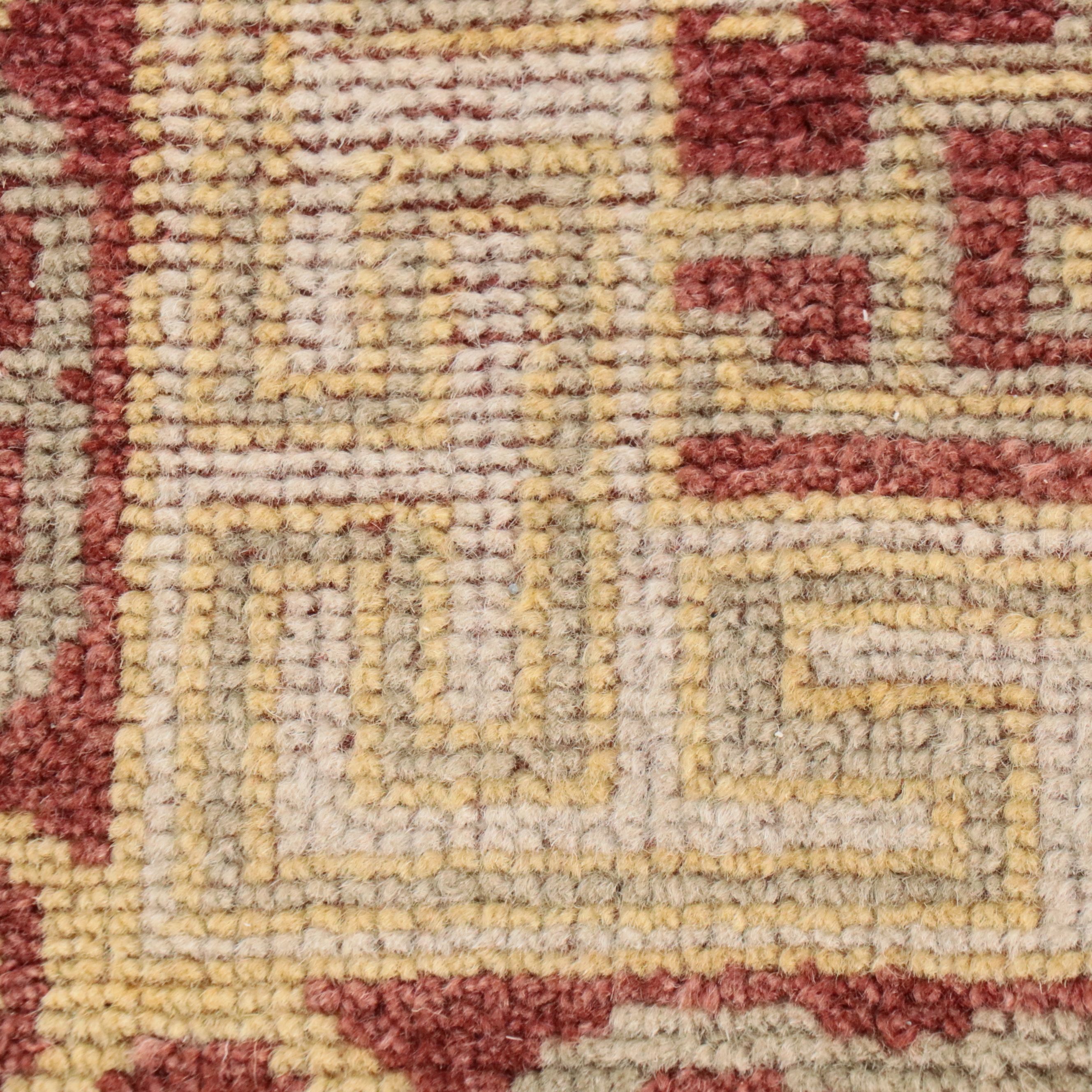 6' x 8'11 Hand-Knotted Tibetan Floral and Geometric Area Rug