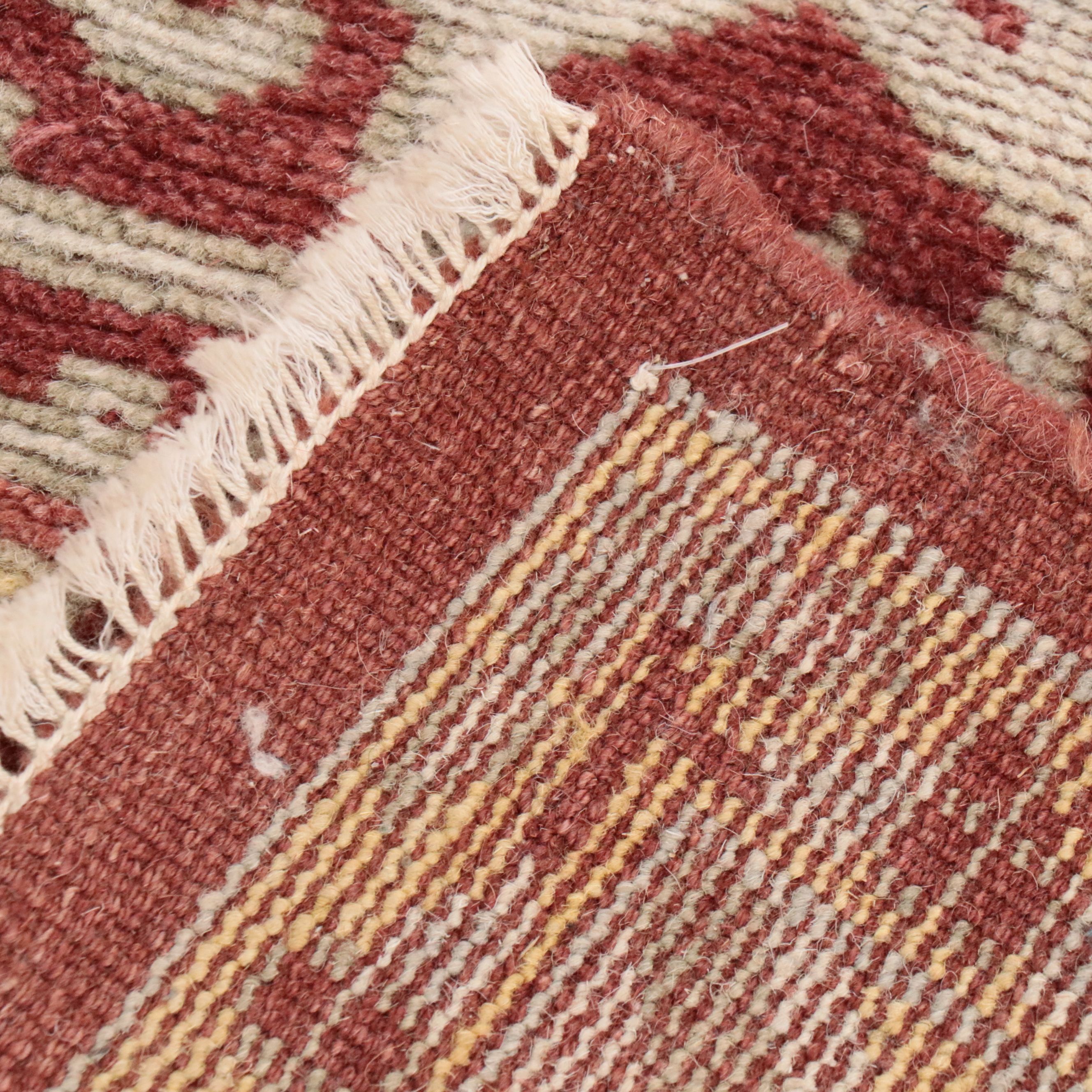 6' x 8'11 Hand-Knotted Tibetan Floral and Geometric Area Rug