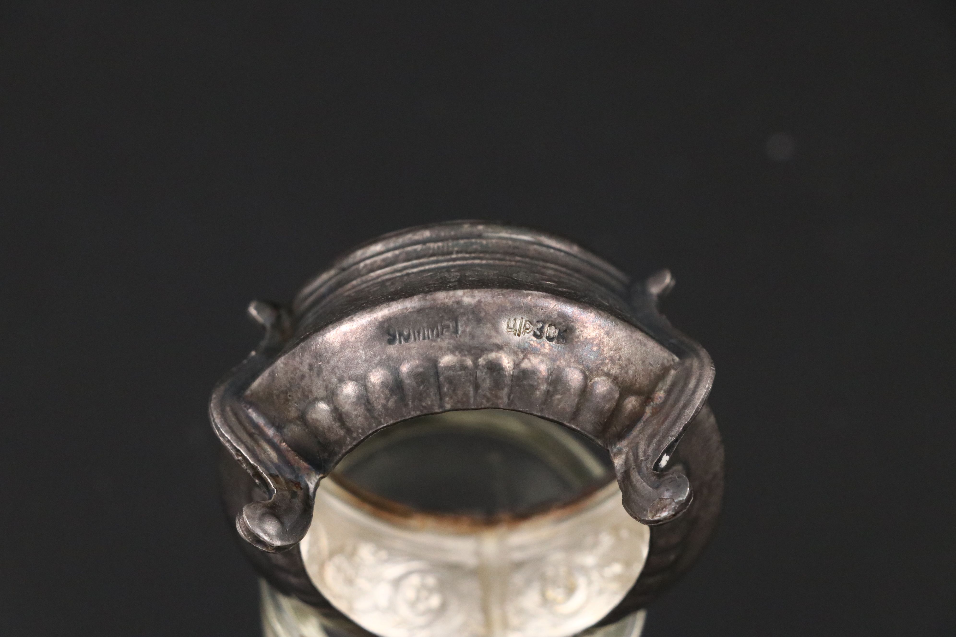 Sterling Grapevine Clawfoot Salt Cellar with Silver Plate and Metal Cellars