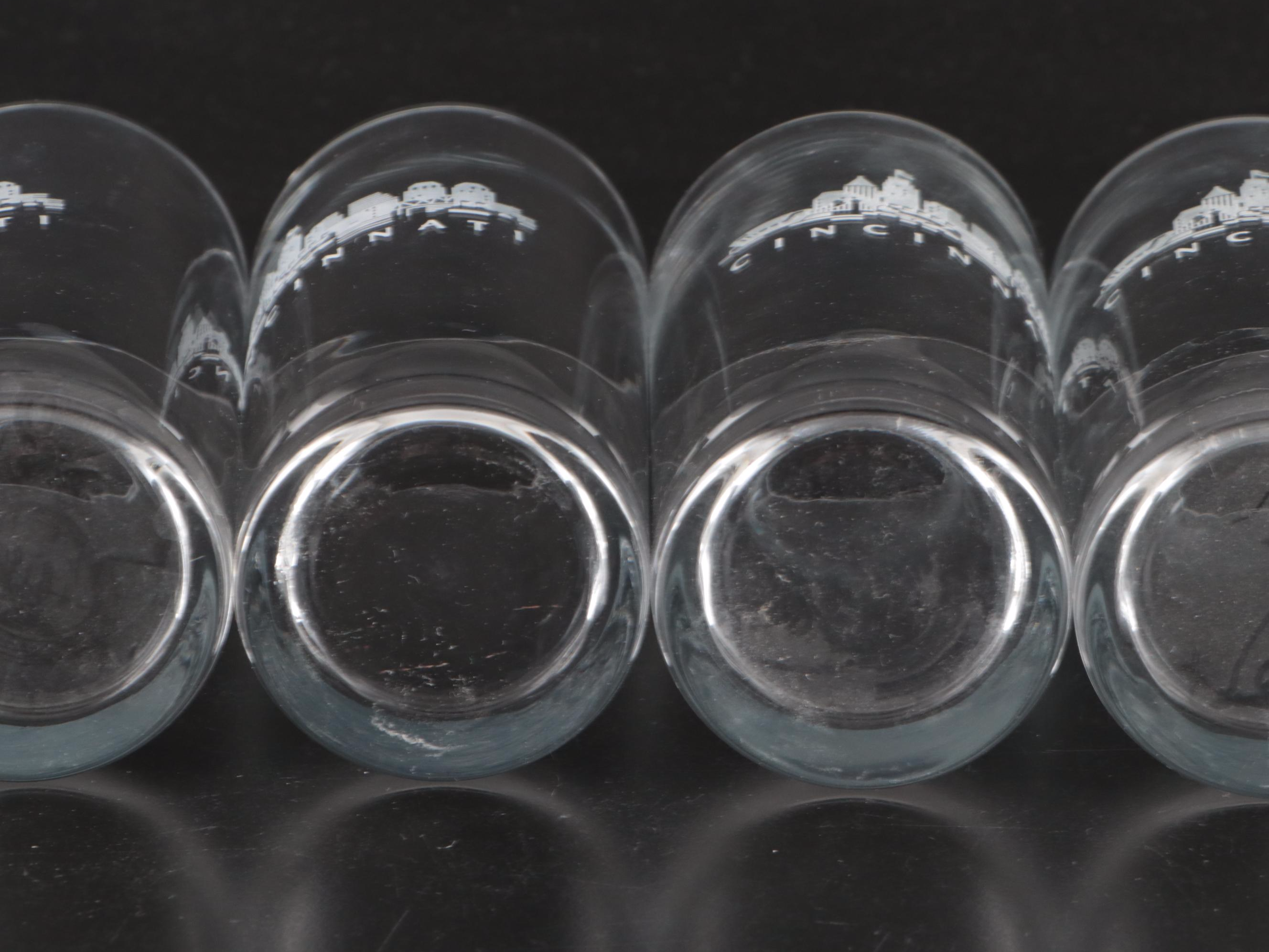 Cincinnati Cityscape Etched Glass Tumblers and Old Fashioned Glasses