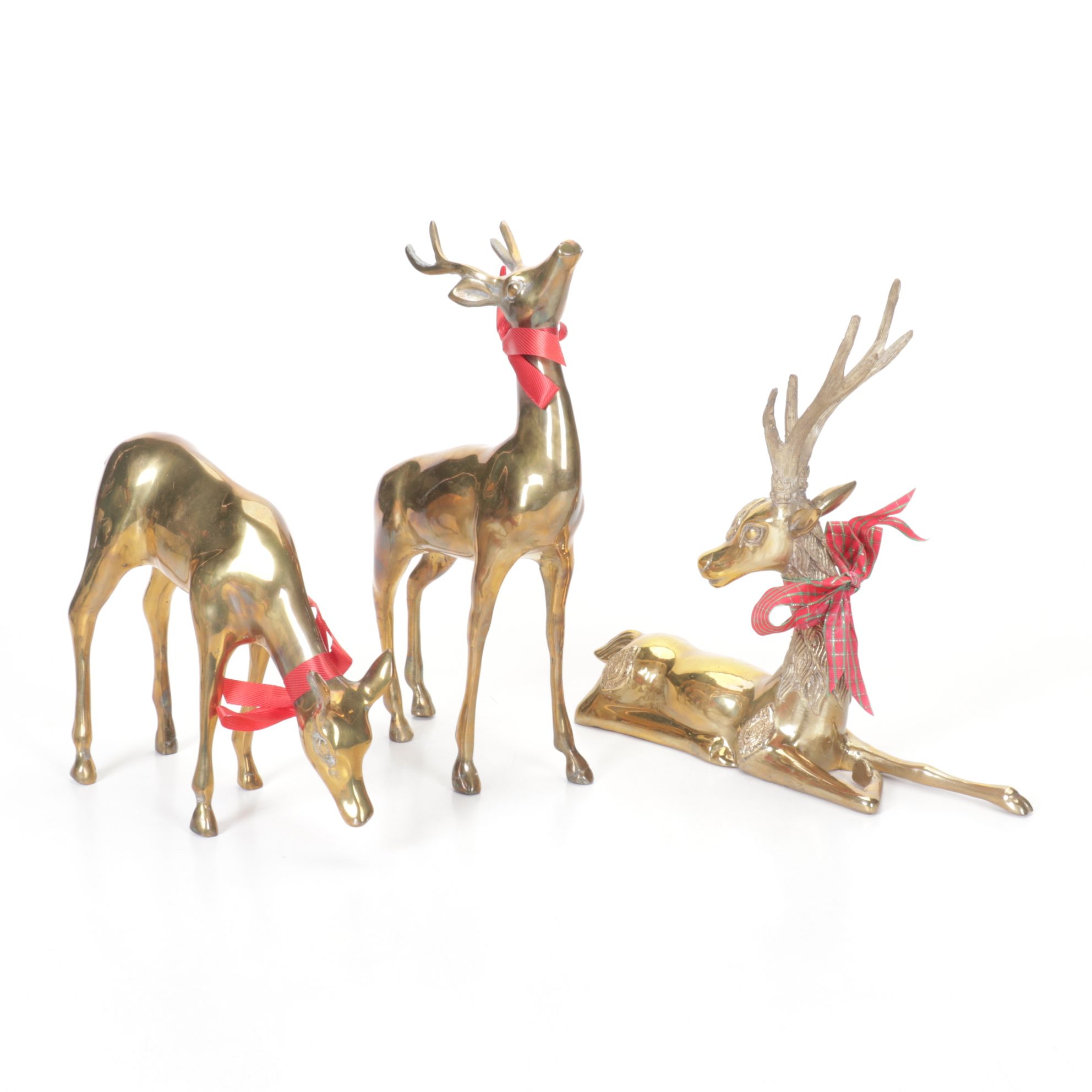 Solid Brass Reindeer & Deer Figurines
