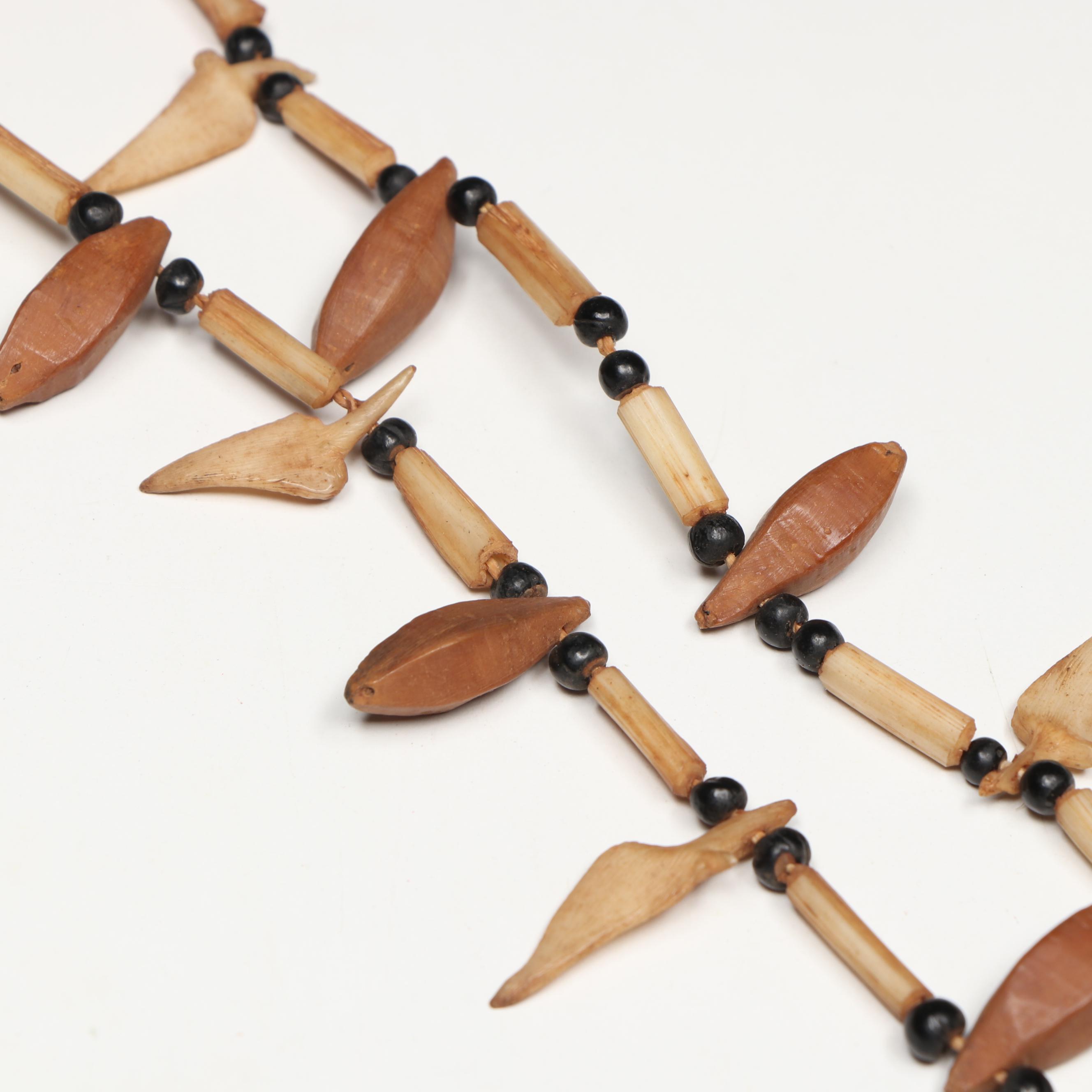 Fijian Fossilized Sperm Whale Tooth Tabua with Other Fossil Tooth Necklace