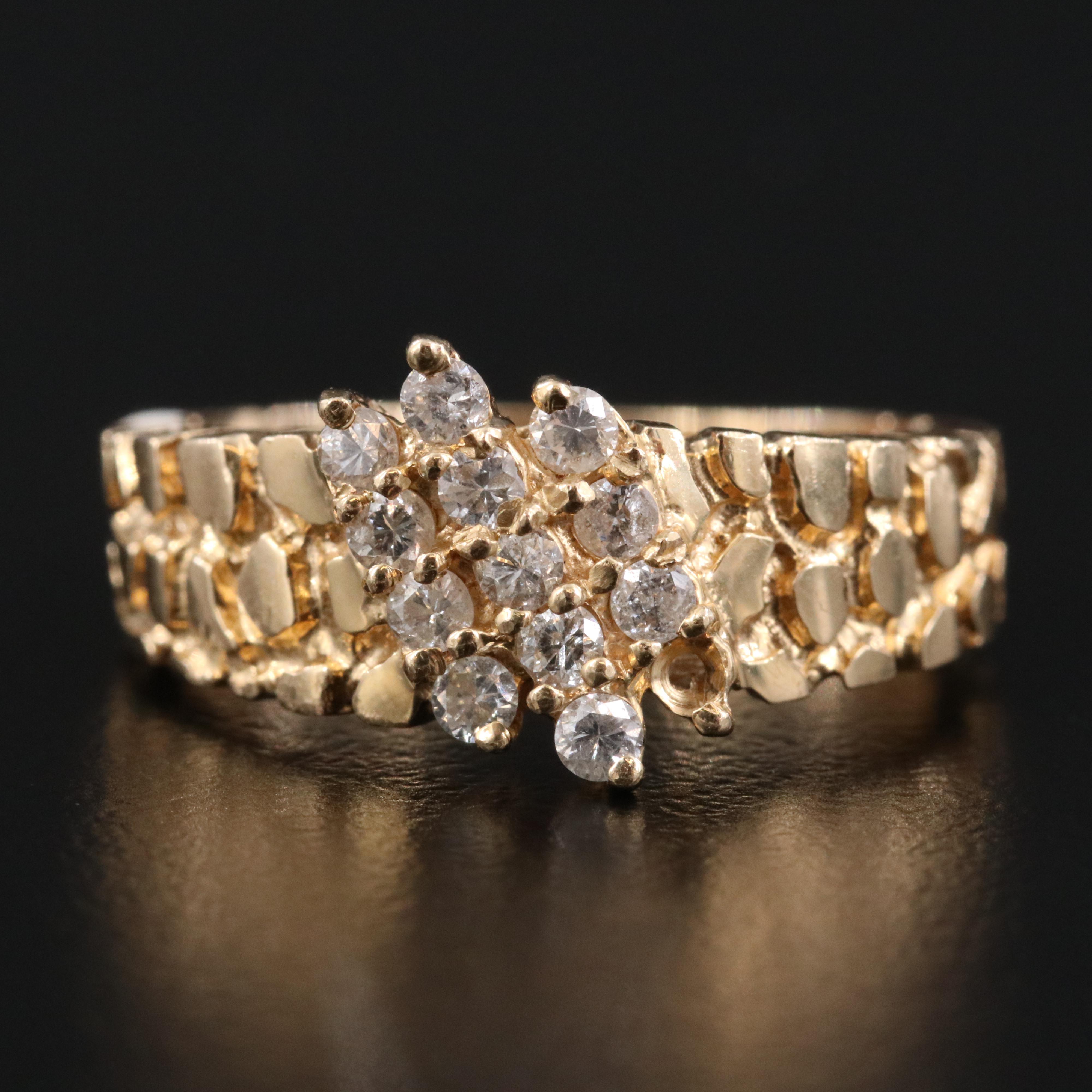 14K 0.33 CTW Diamond Nugget Style Ring