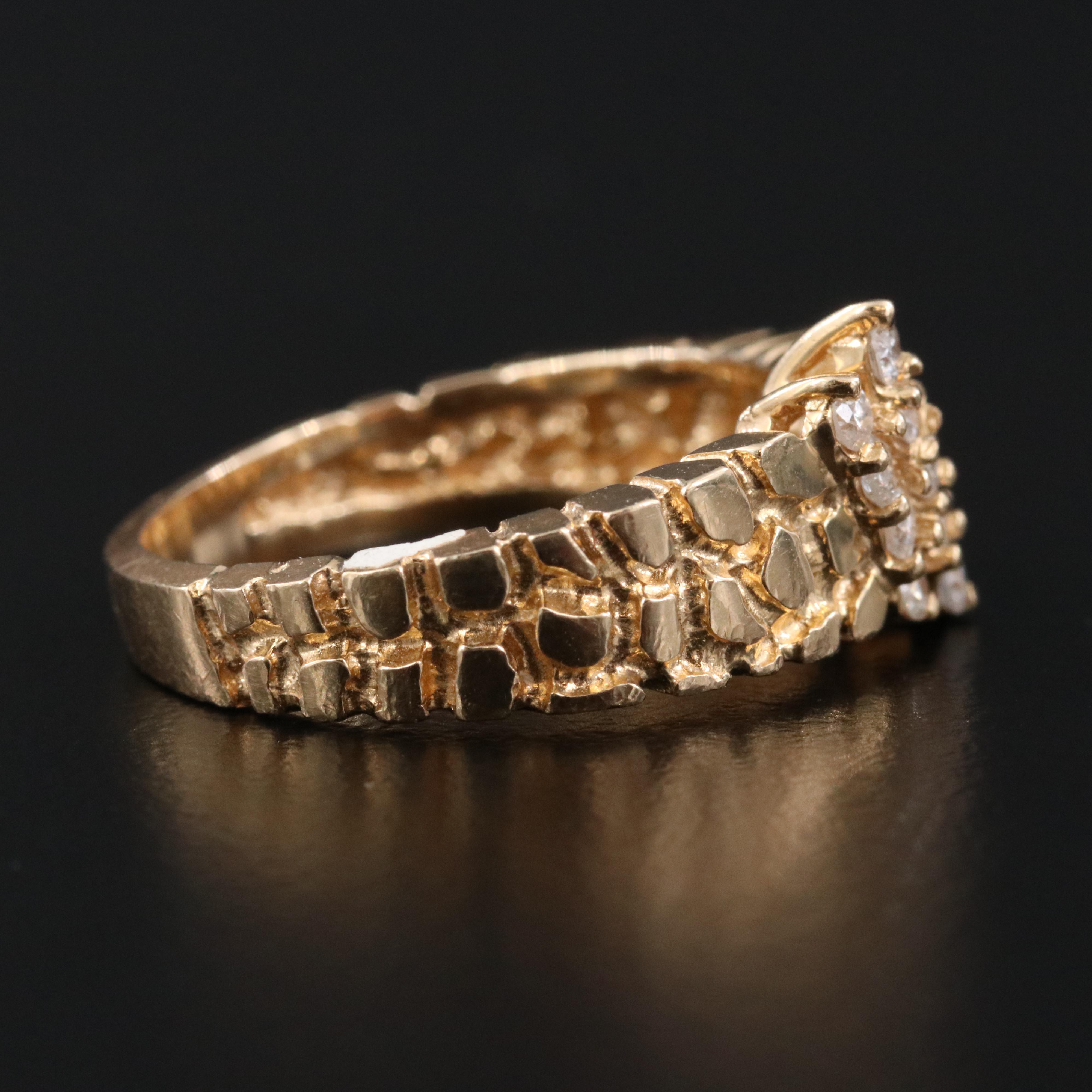 14K 0.33 CTW Diamond Nugget Style Ring