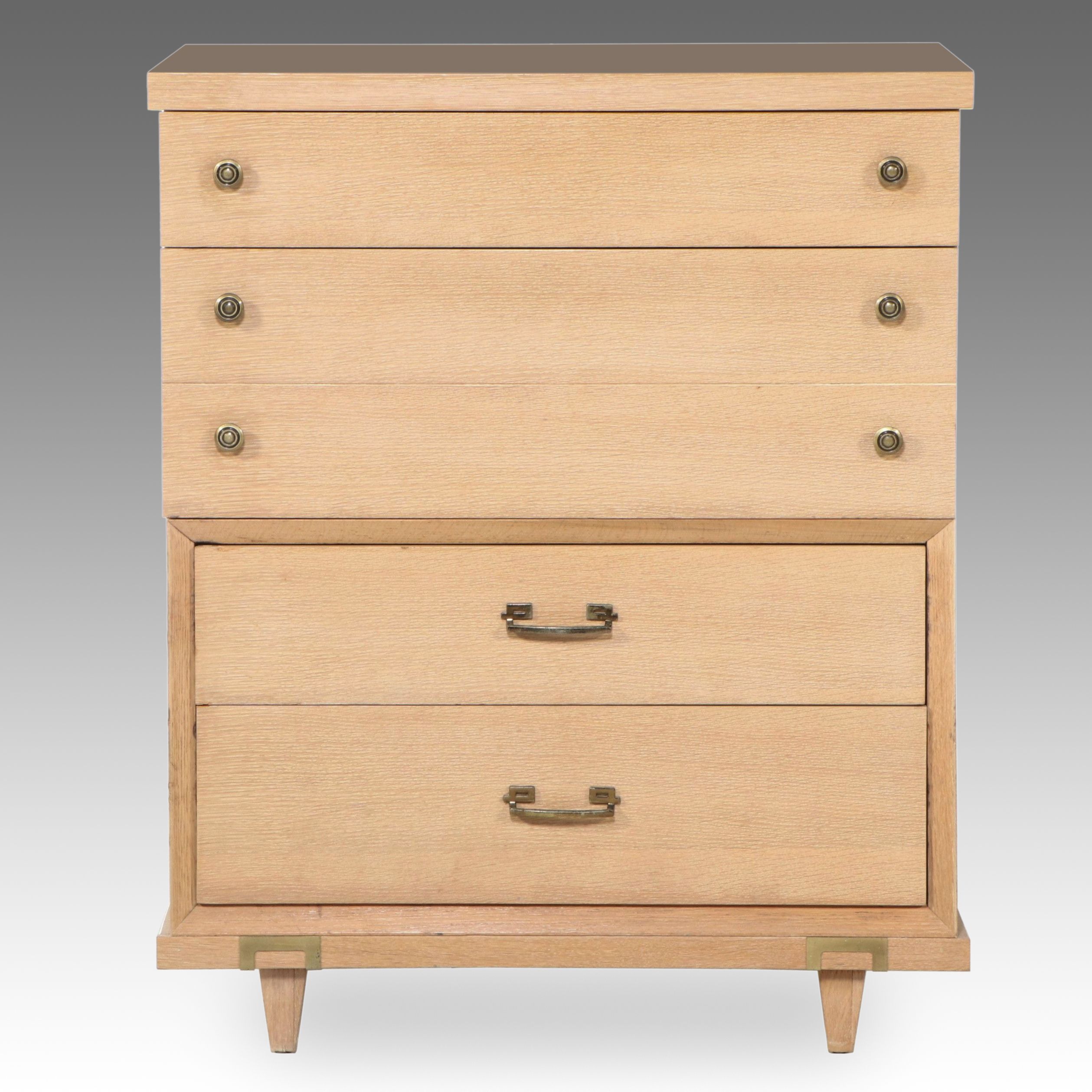 Mid Century Modern Natural Finish Oak Five-Drawer Chest