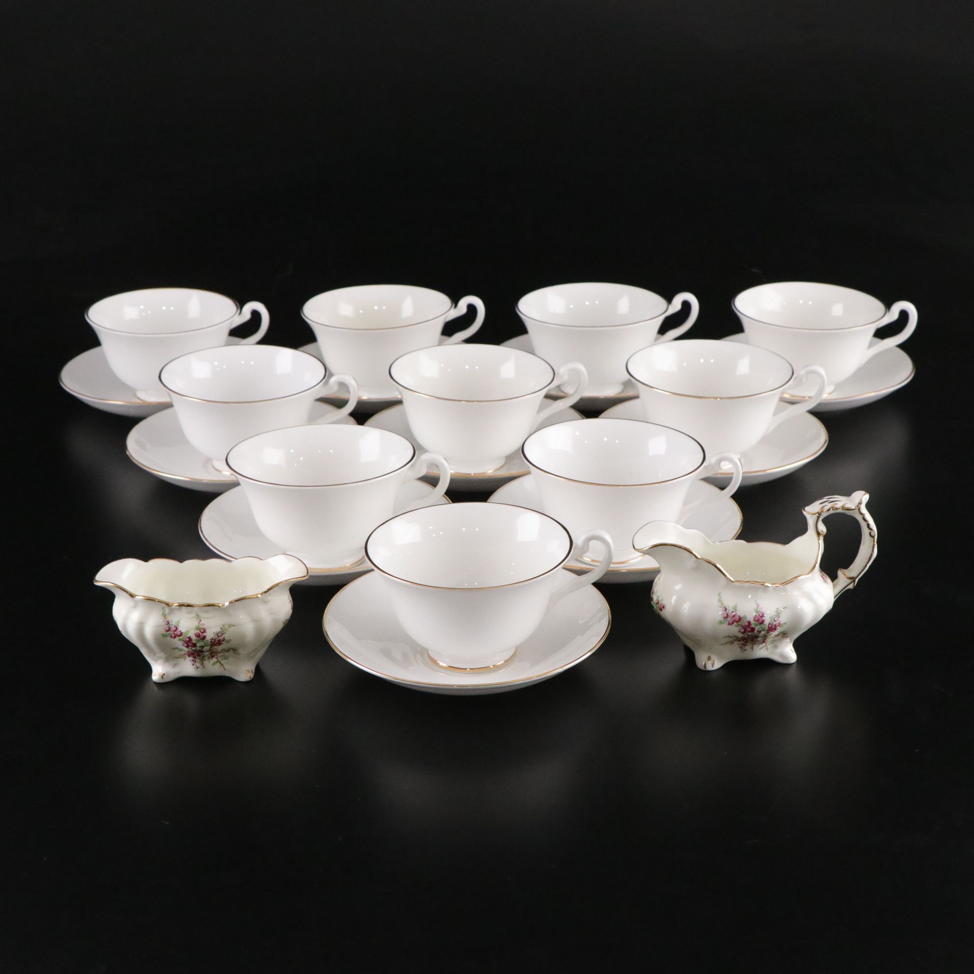 Hammersly & Co. Cream and Sugar with Other Bone China Teacups and Saucers