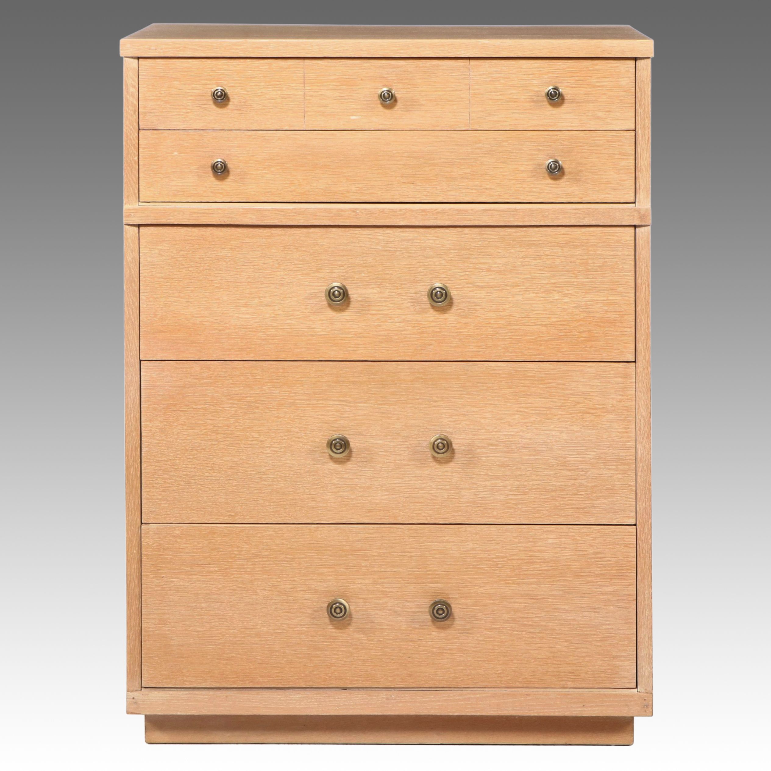 Mid Century Modern Natural Finish Wooden Chest of Drawers