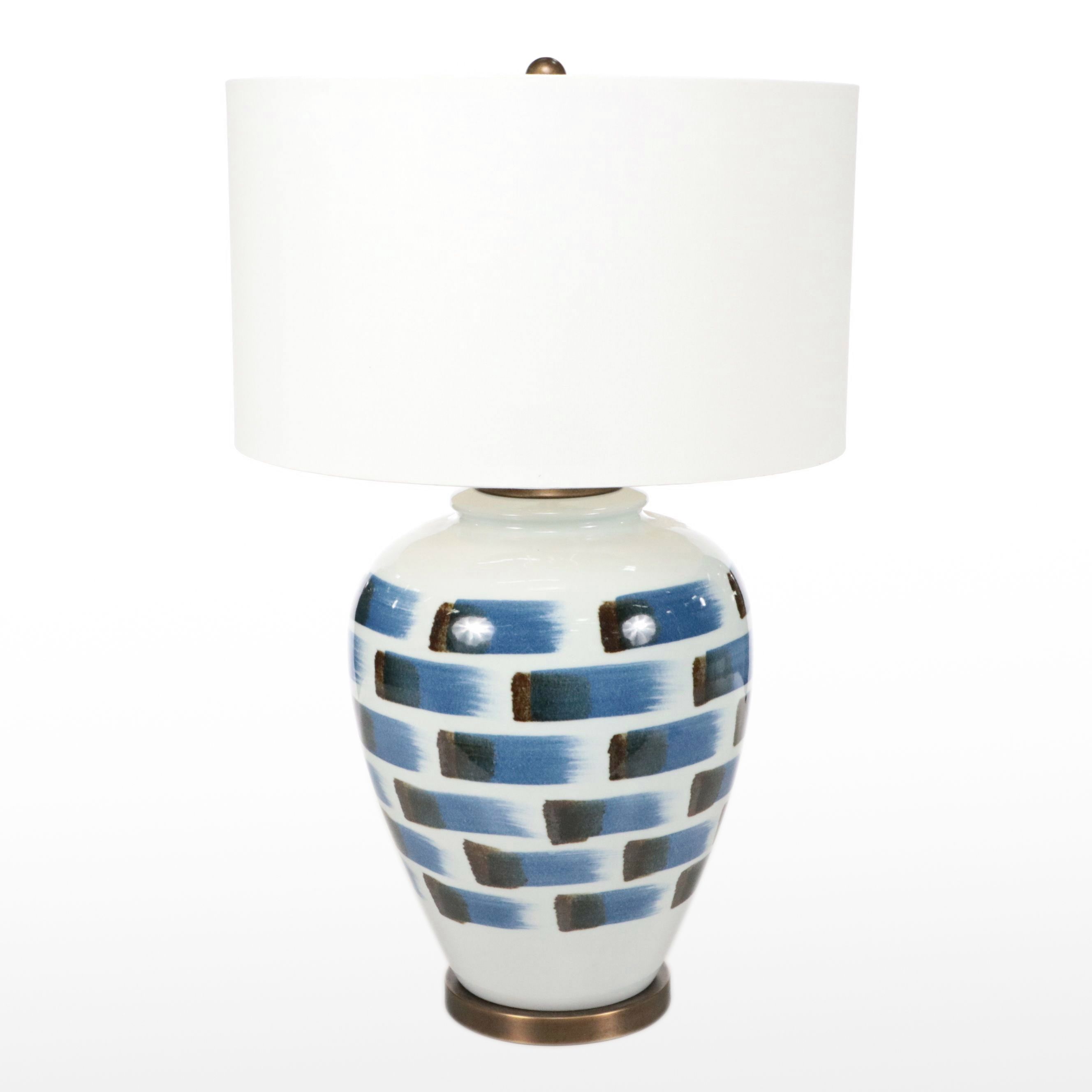 Currey & Company "Brushstroke" Ceramic Table Lamp with Fabric Shade
