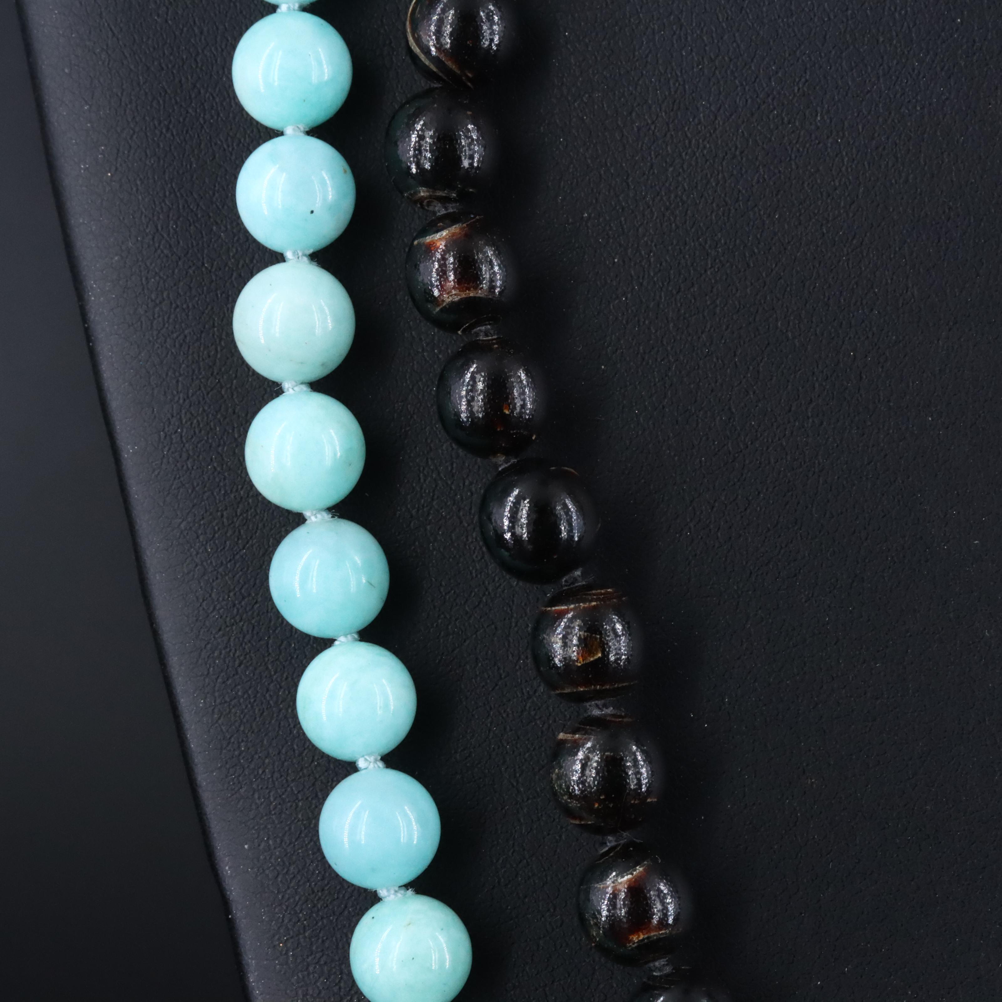Sheryl Lowe Black Coral, Amazonite and Diamond Necklaces