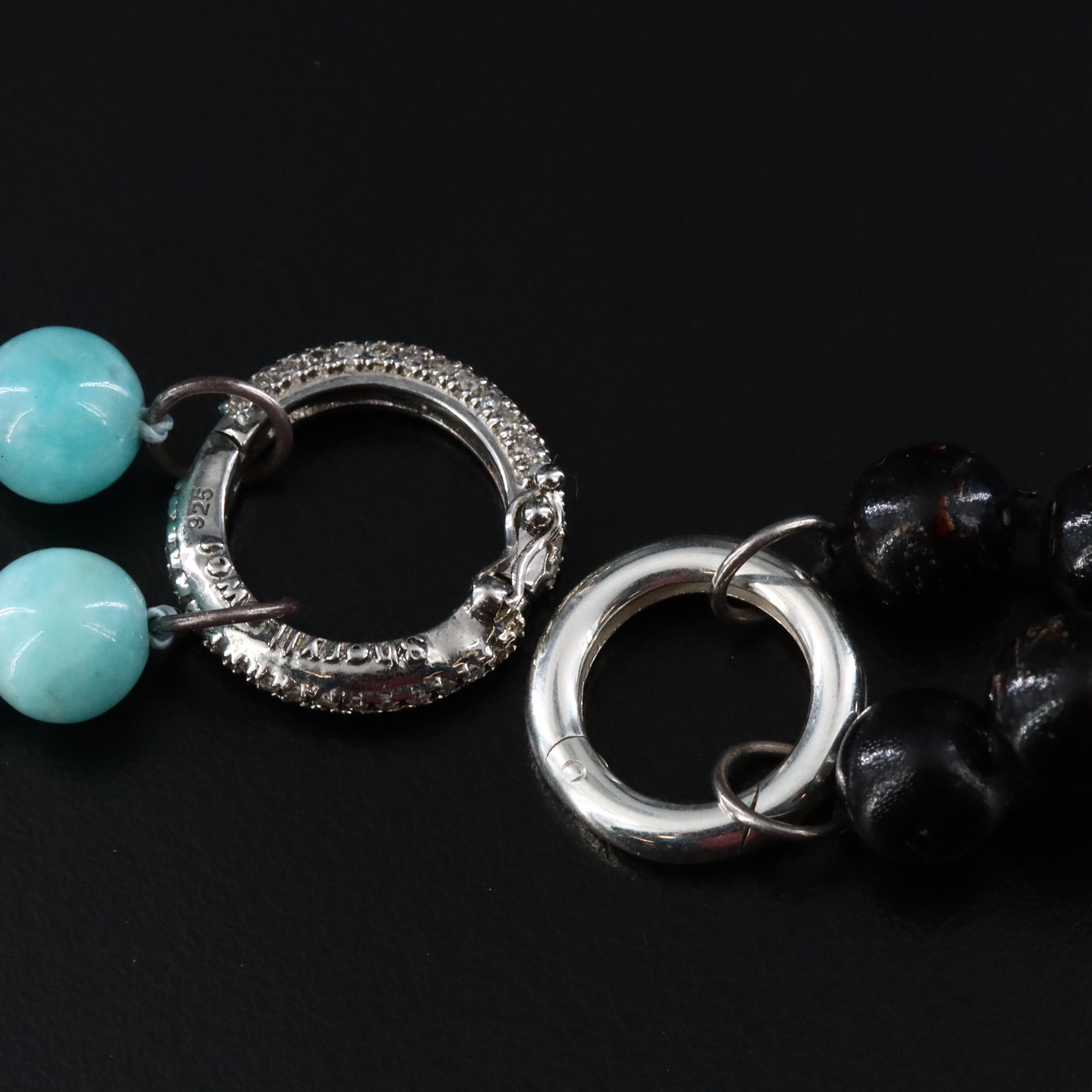 Sheryl Lowe Black Coral, Amazonite and Diamond Necklaces