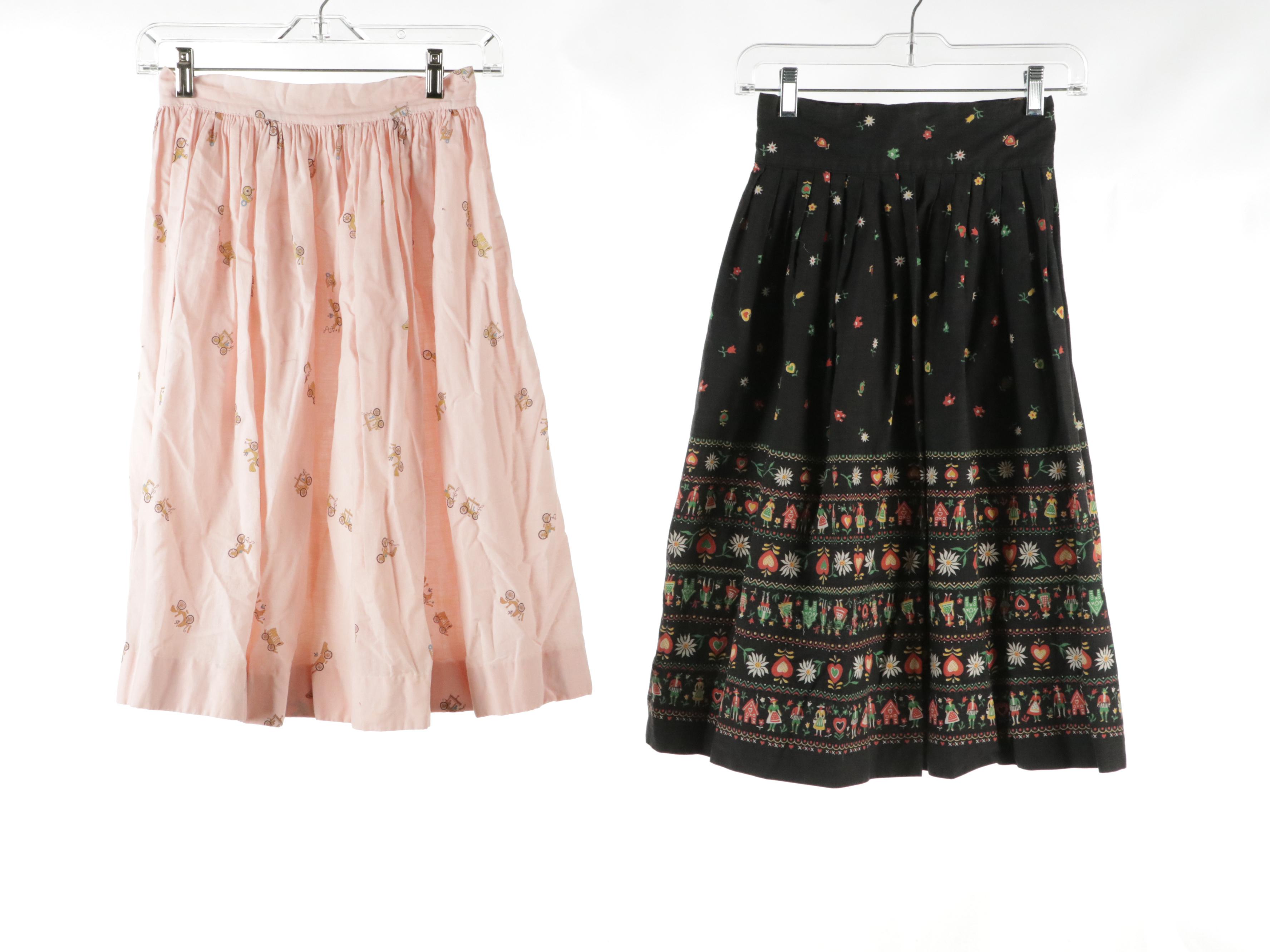 Cotton Shirtwaist and Wrap Dresses with Gathered Cotton Skirts, 1950s