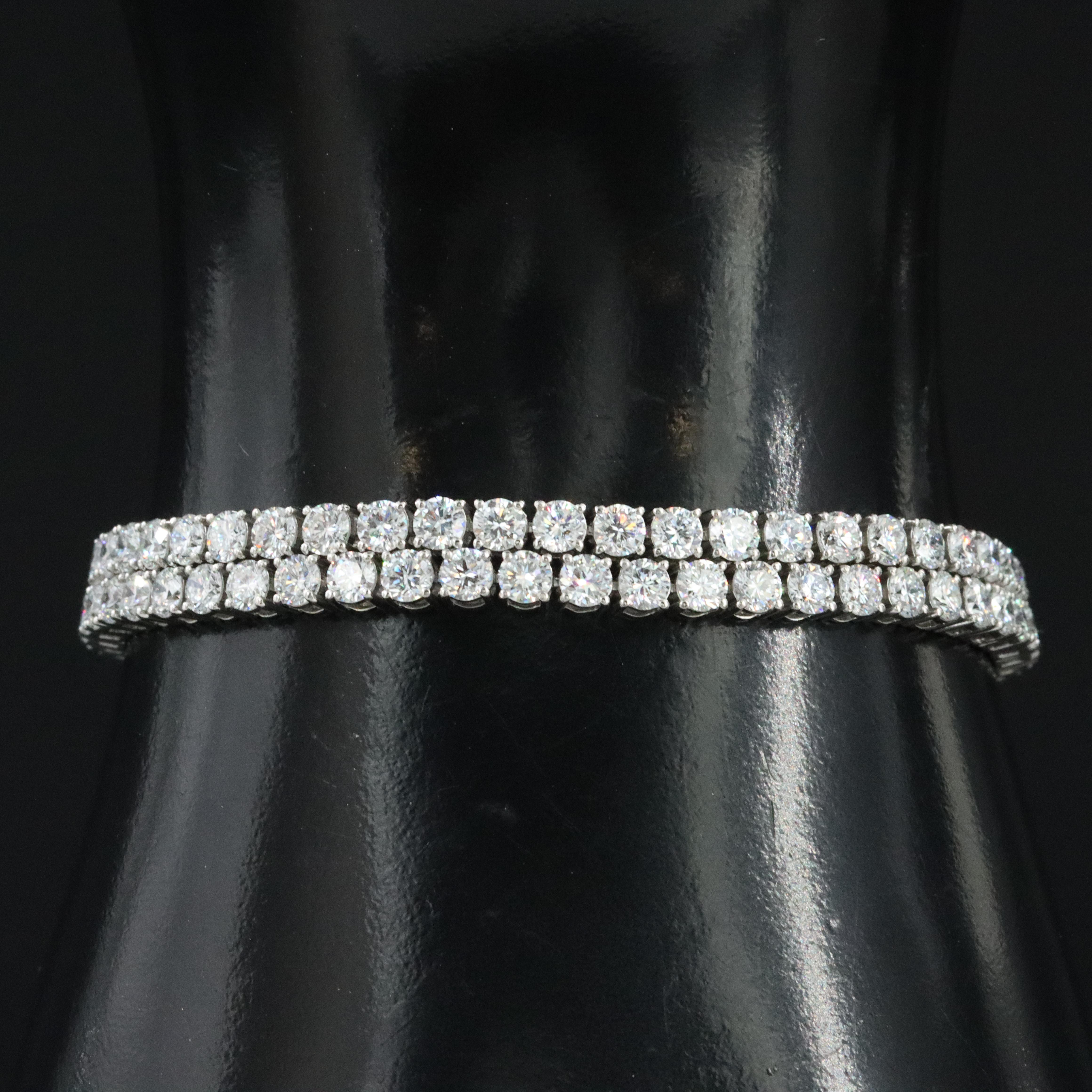 Platinum 13.04 CTW Lab Grown Diamond Double Row Line Bracelet
