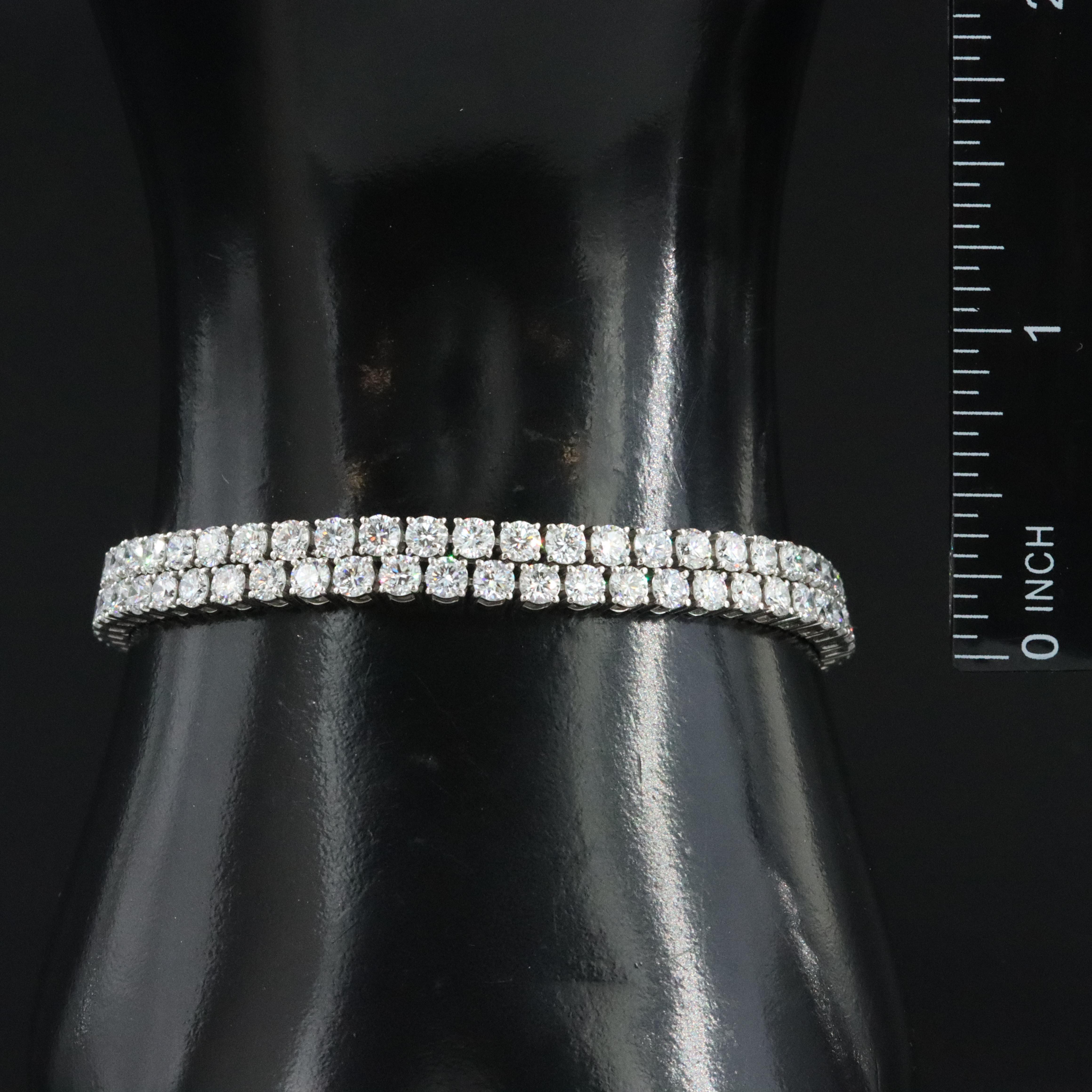 Platinum 13.04 CTW Lab Grown Diamond Double Row Line Bracelet