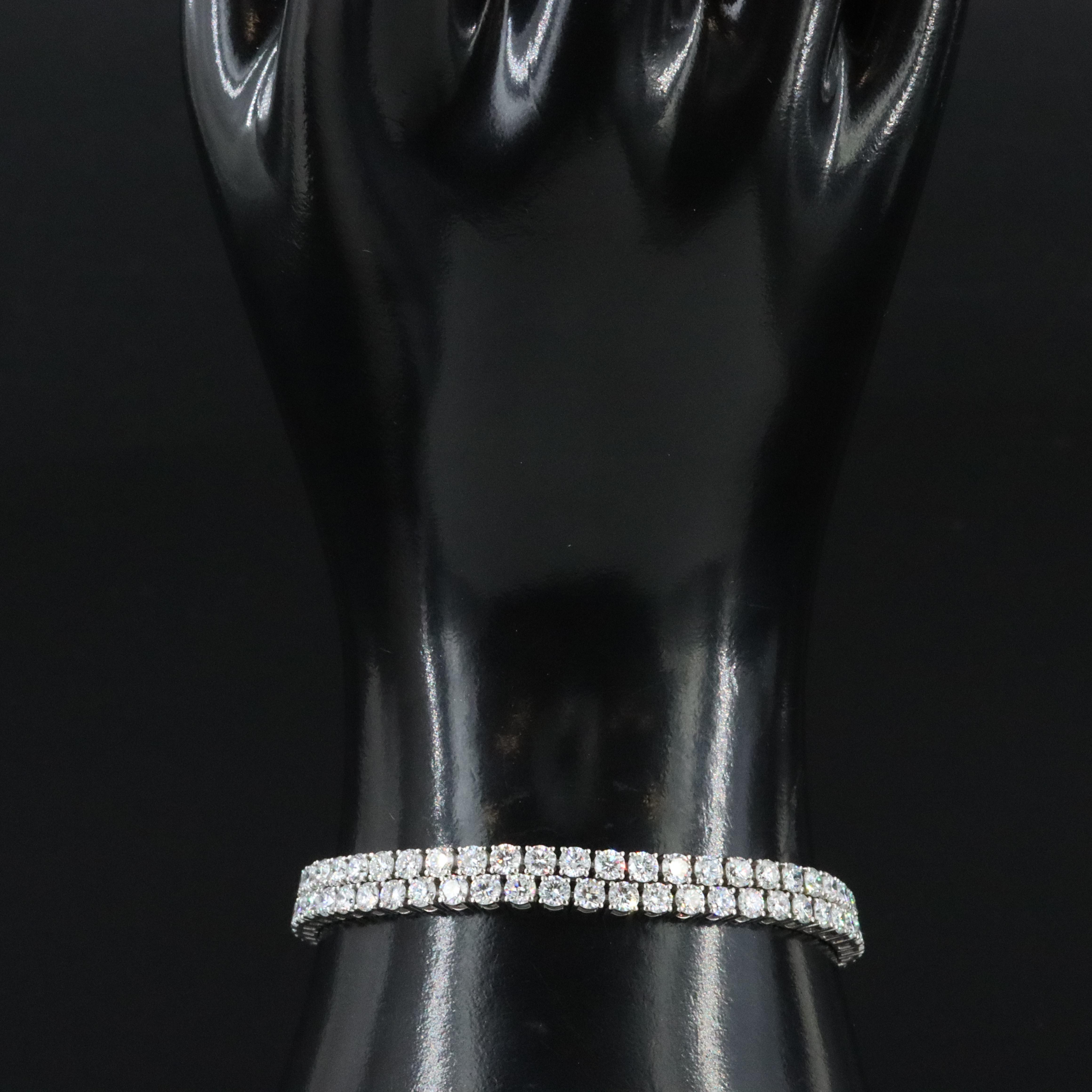Platinum 13.04 CTW Lab Grown Diamond Double Row Line Bracelet
