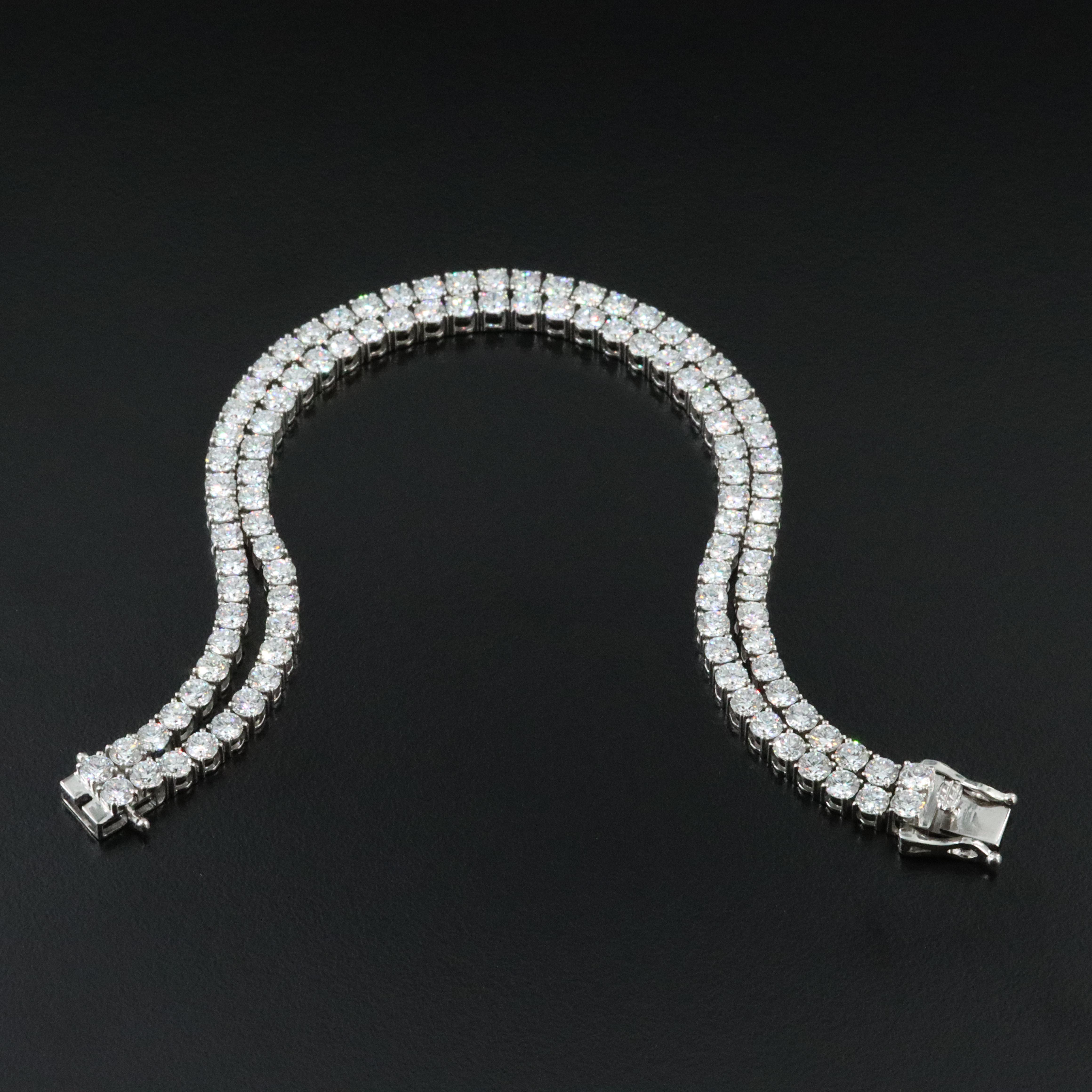 Platinum 13.04 CTW Lab Grown Diamond Double Row Line Bracelet