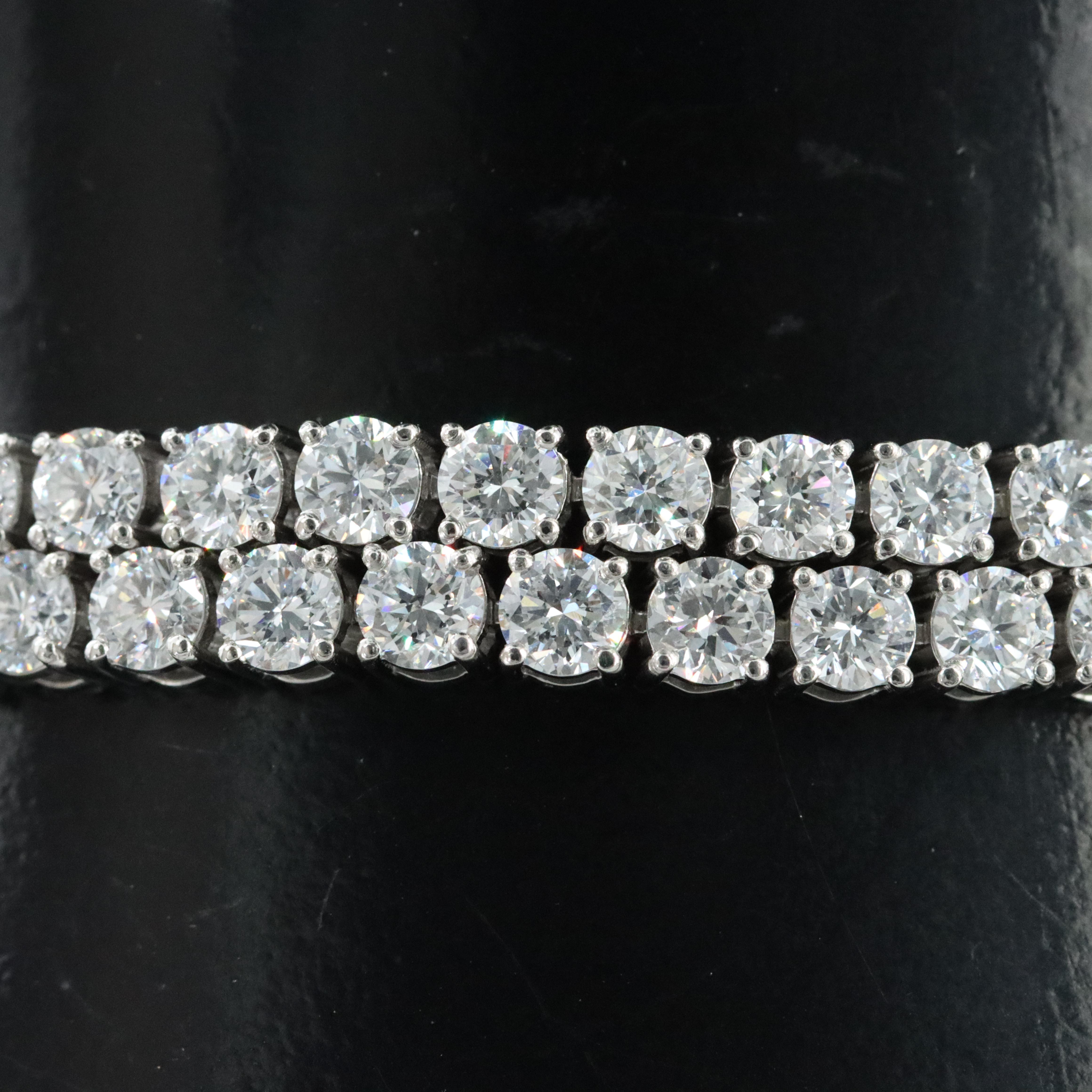 Platinum 13.04 CTW Lab Grown Diamond Double Row Line Bracelet