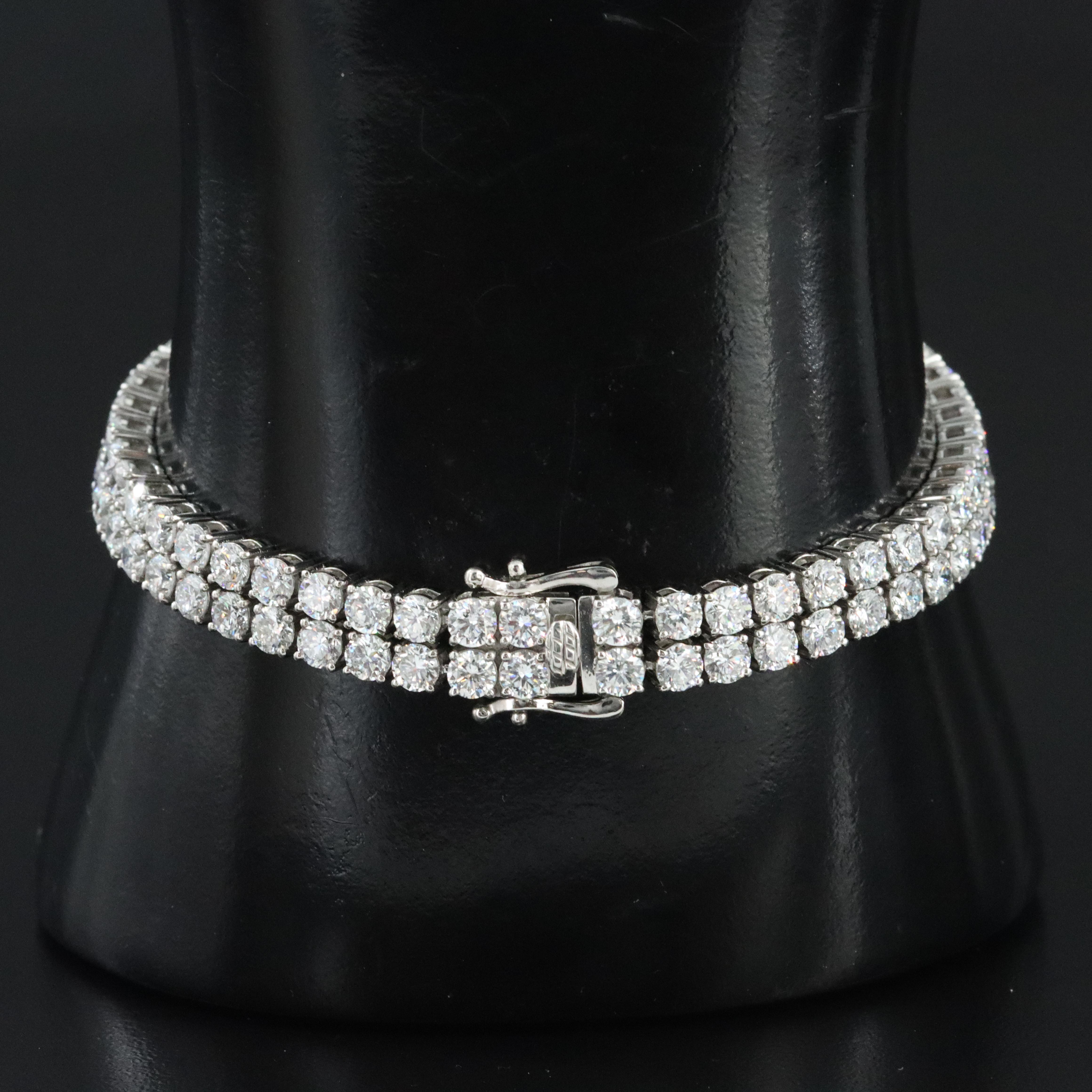Platinum 13.04 CTW Lab Grown Diamond Double Row Line Bracelet