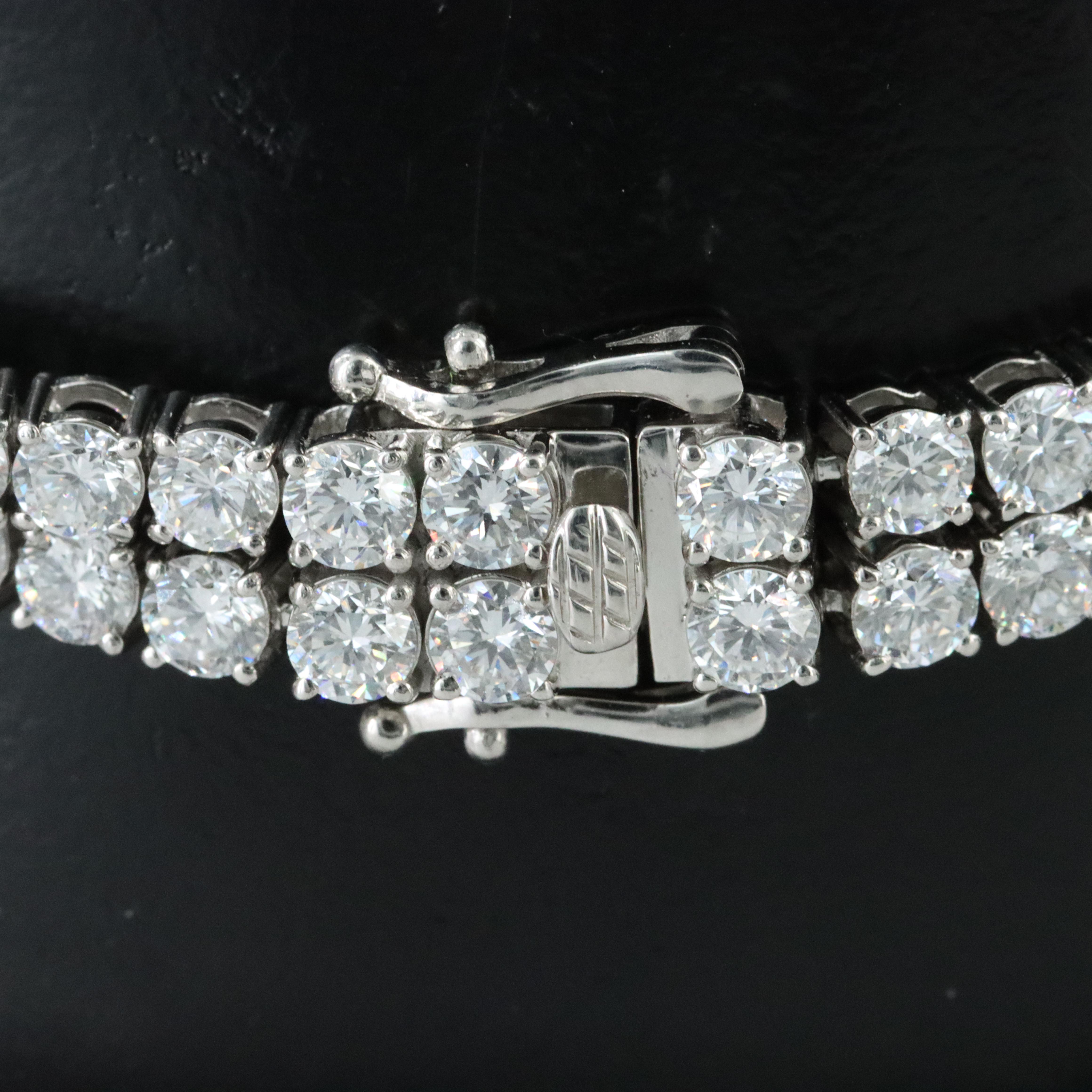 Platinum 13.04 CTW Lab Grown Diamond Double Row Line Bracelet