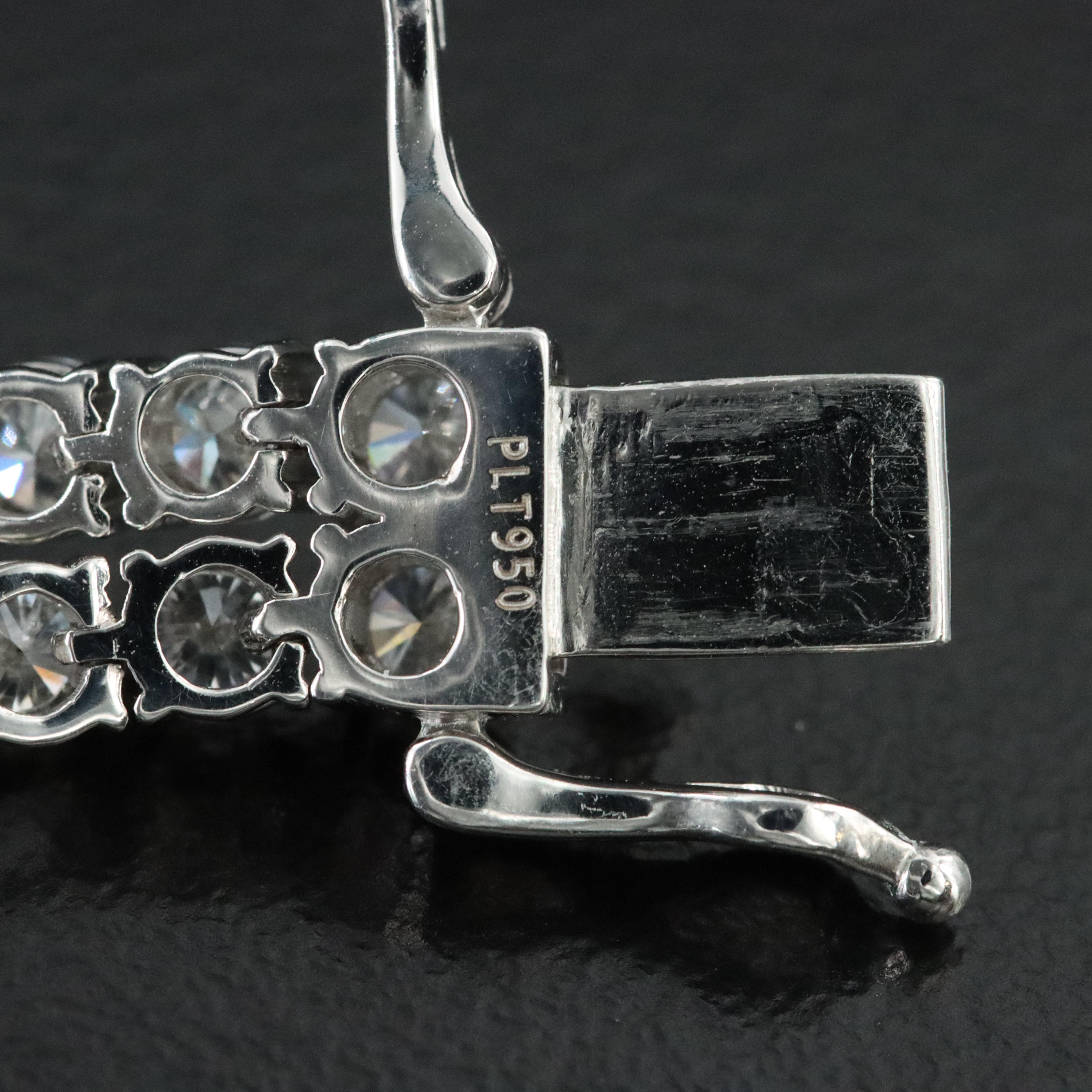 Platinum 13.04 CTW Lab Grown Diamond Double Row Line Bracelet