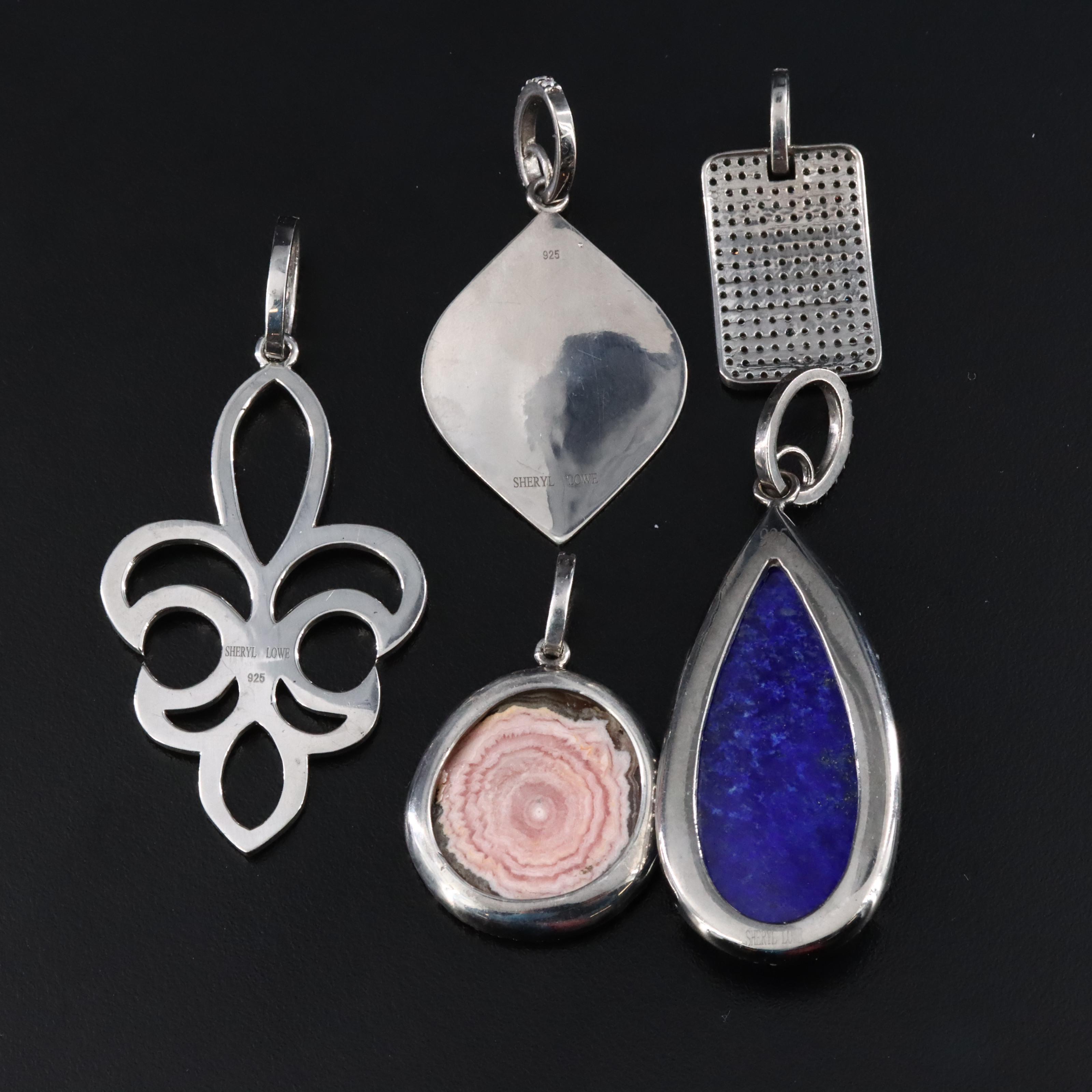 Sterling Rhodochrosite, Diamond and Gemstone Pendants Featuring Sheryl Lowe