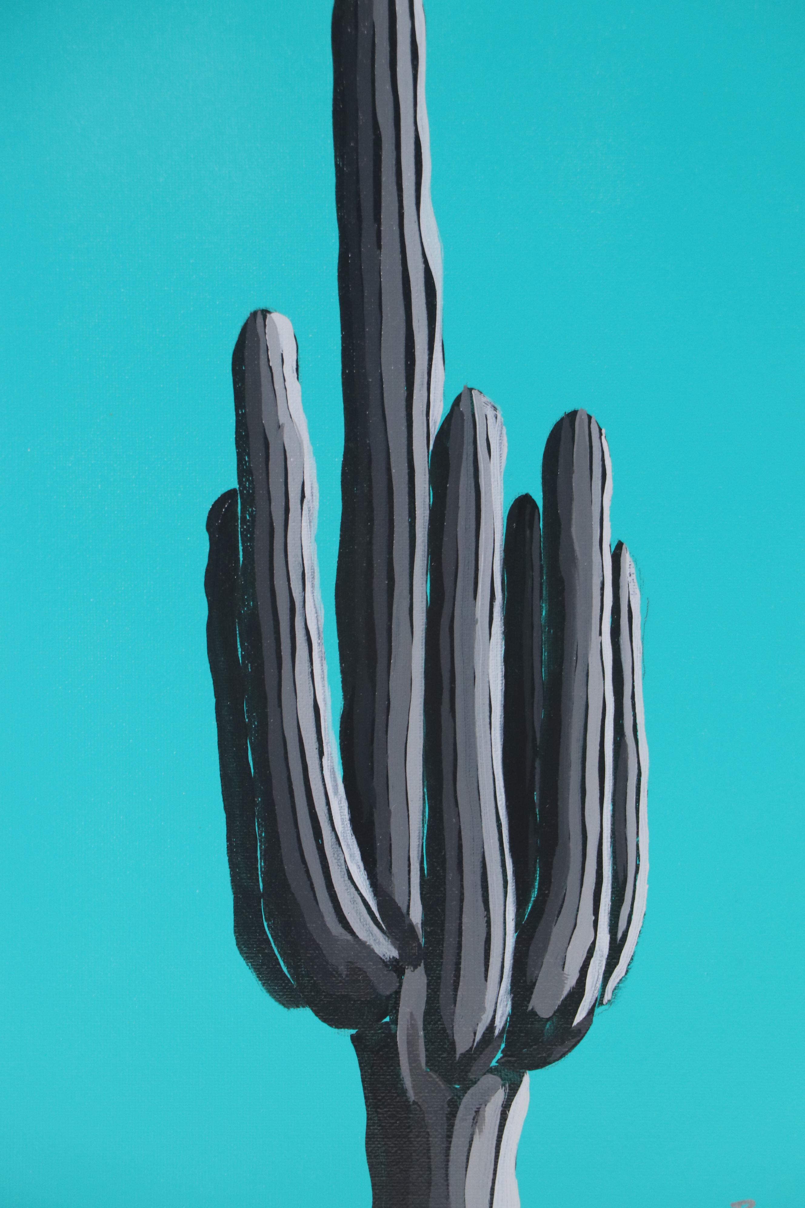 Joshua Ramsey Acrylic Painting "Moonlight Saguaro II," 2025