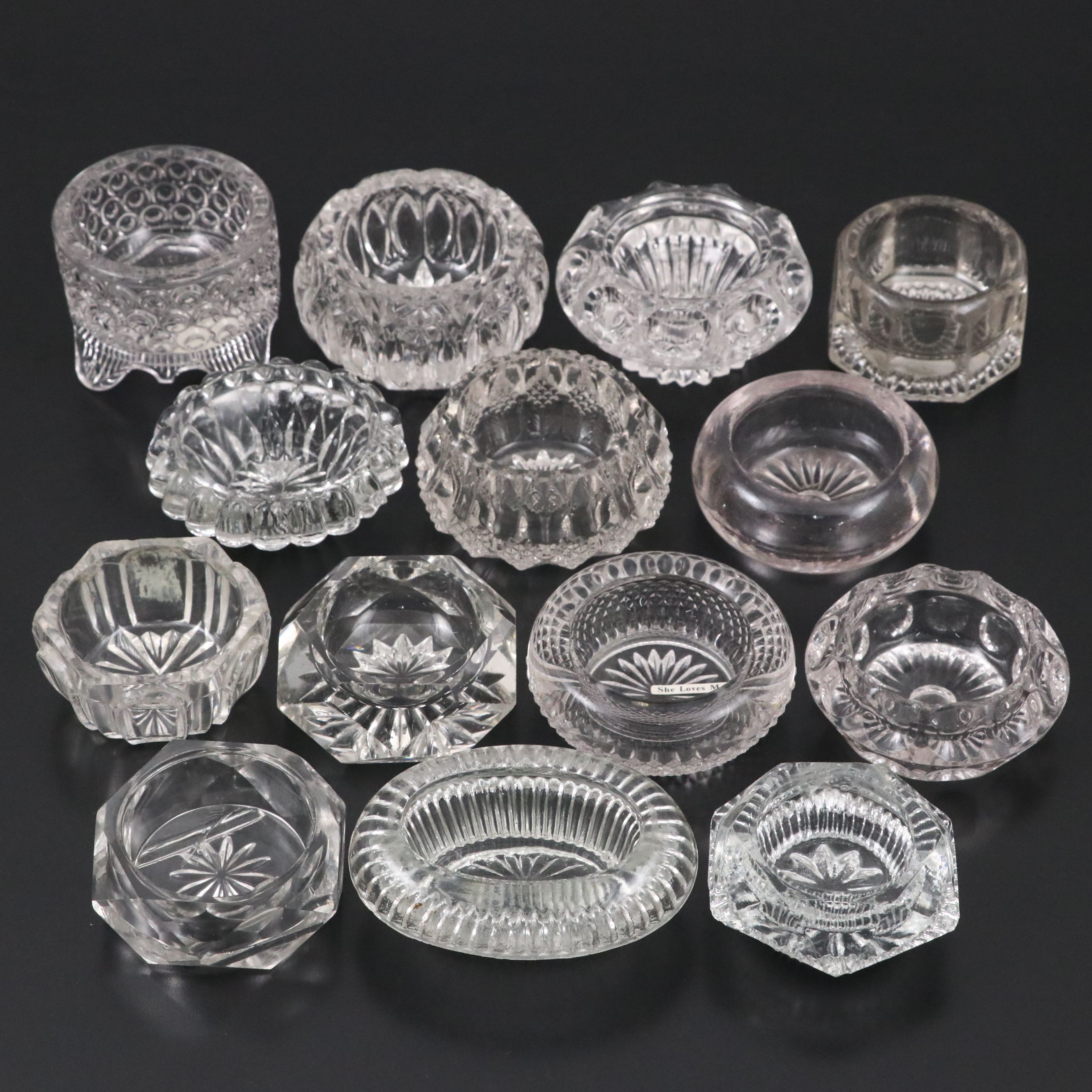 Round Crystal and Glass Master Salt Cellars