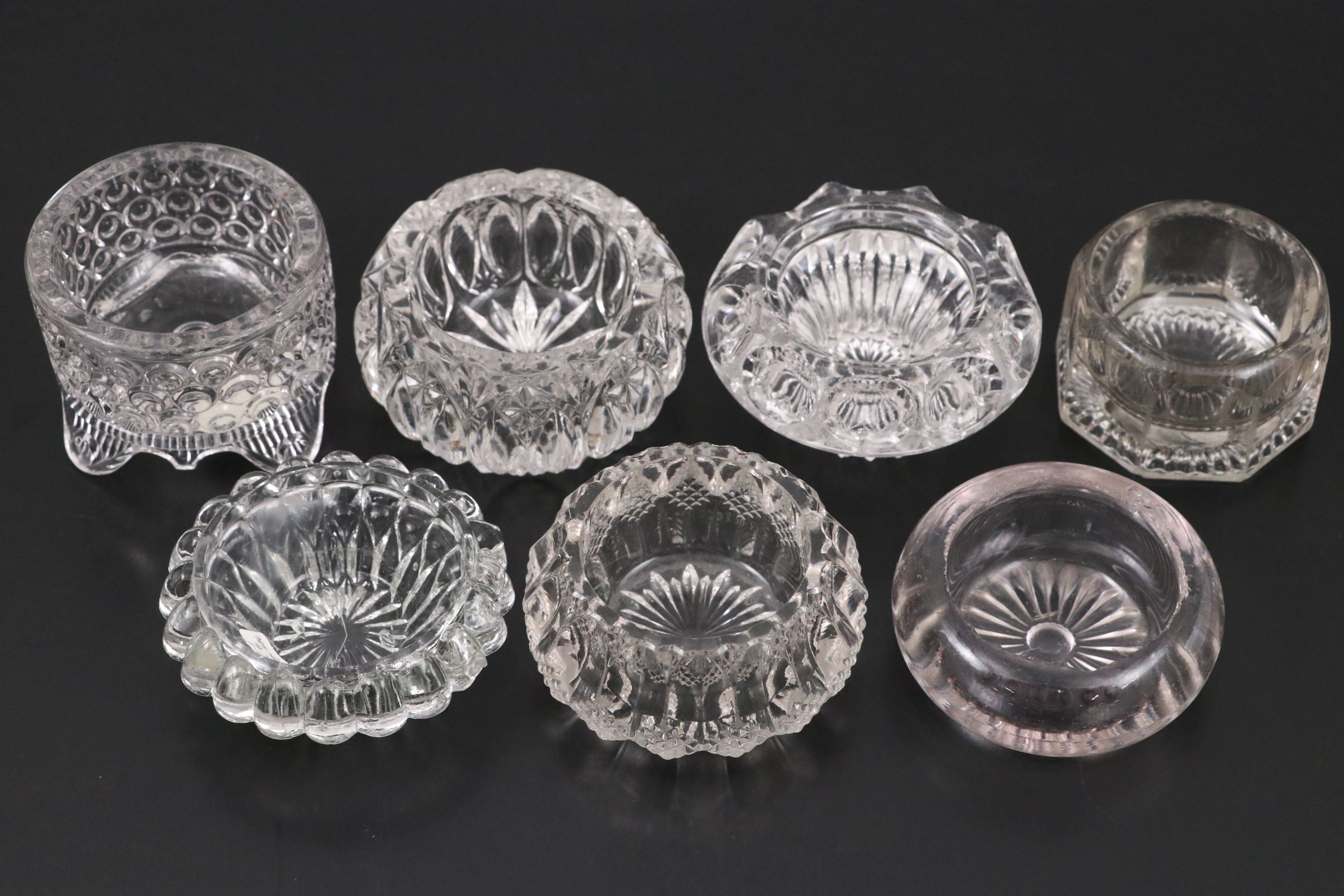 Round Crystal and Glass Master Salt Cellars