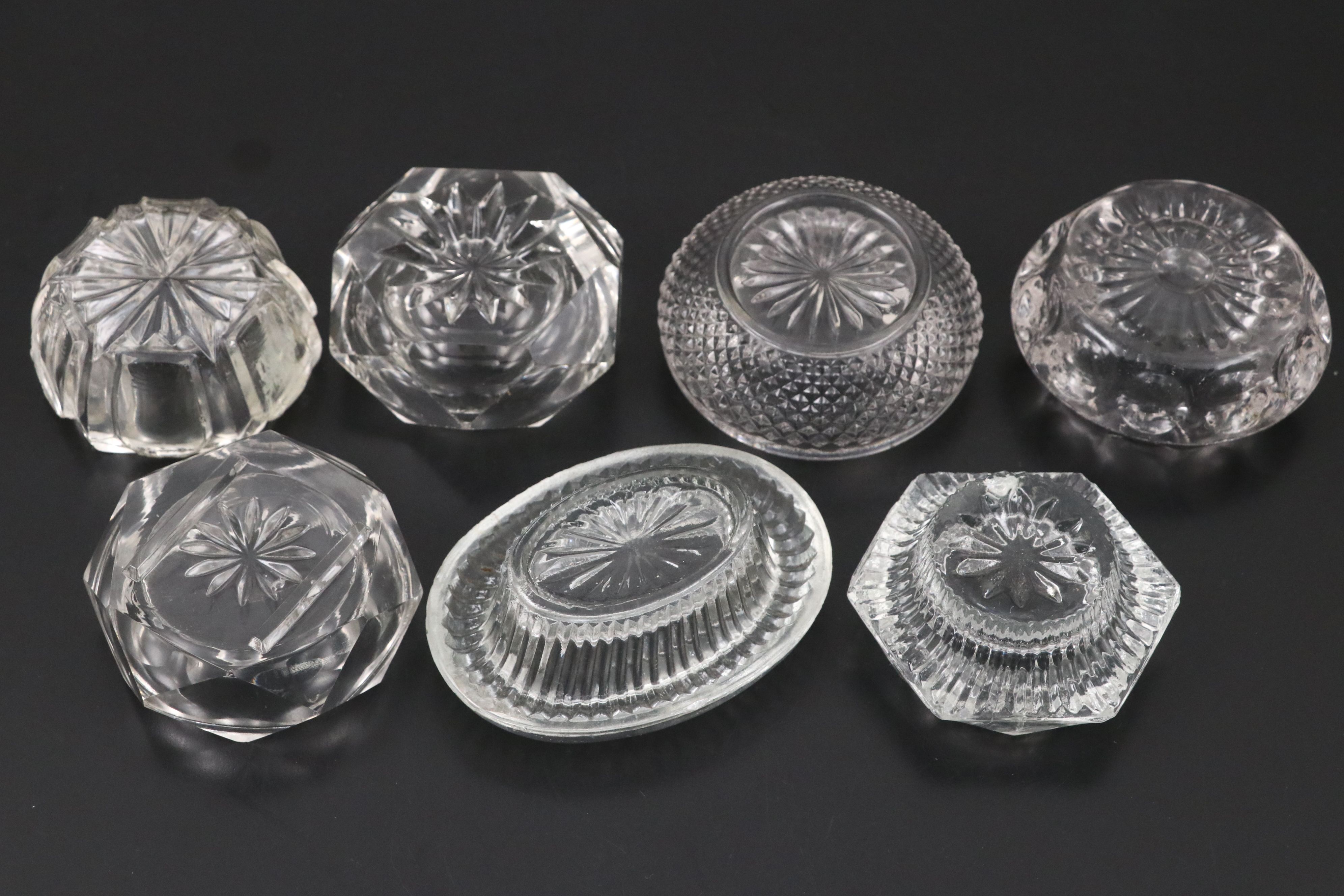 Round Crystal and Glass Master Salt Cellars