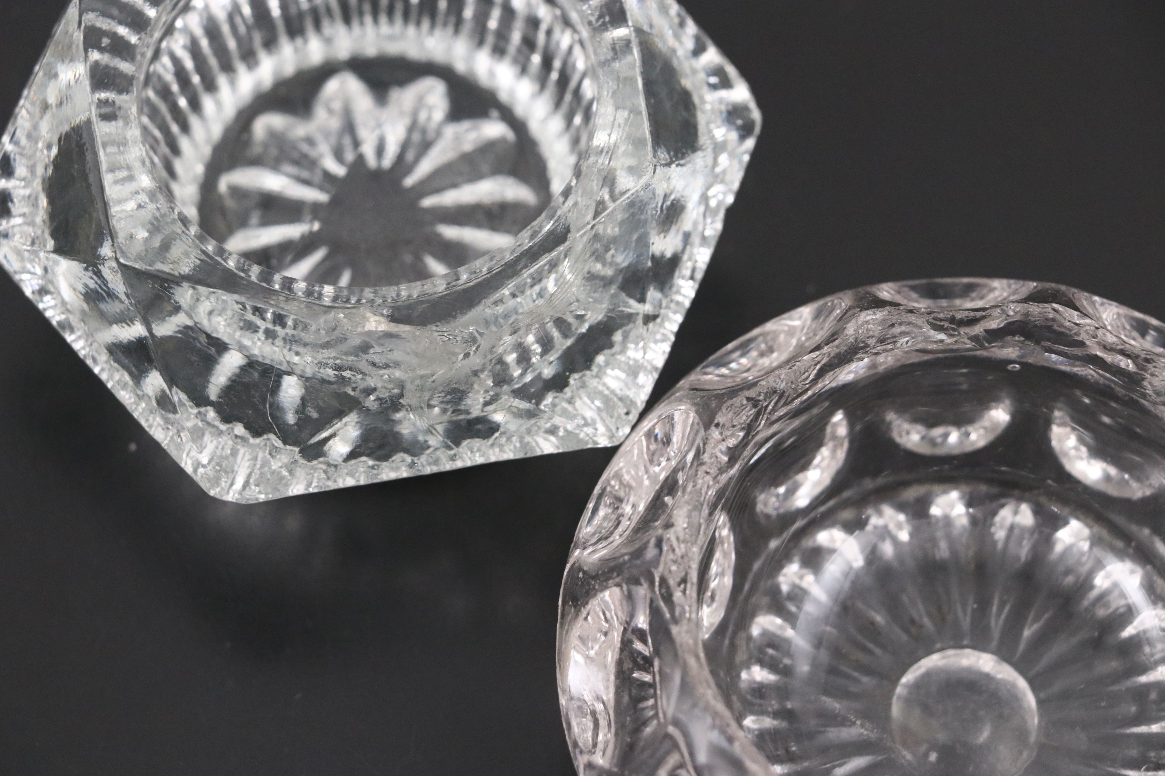 Round Crystal and Glass Master Salt Cellars