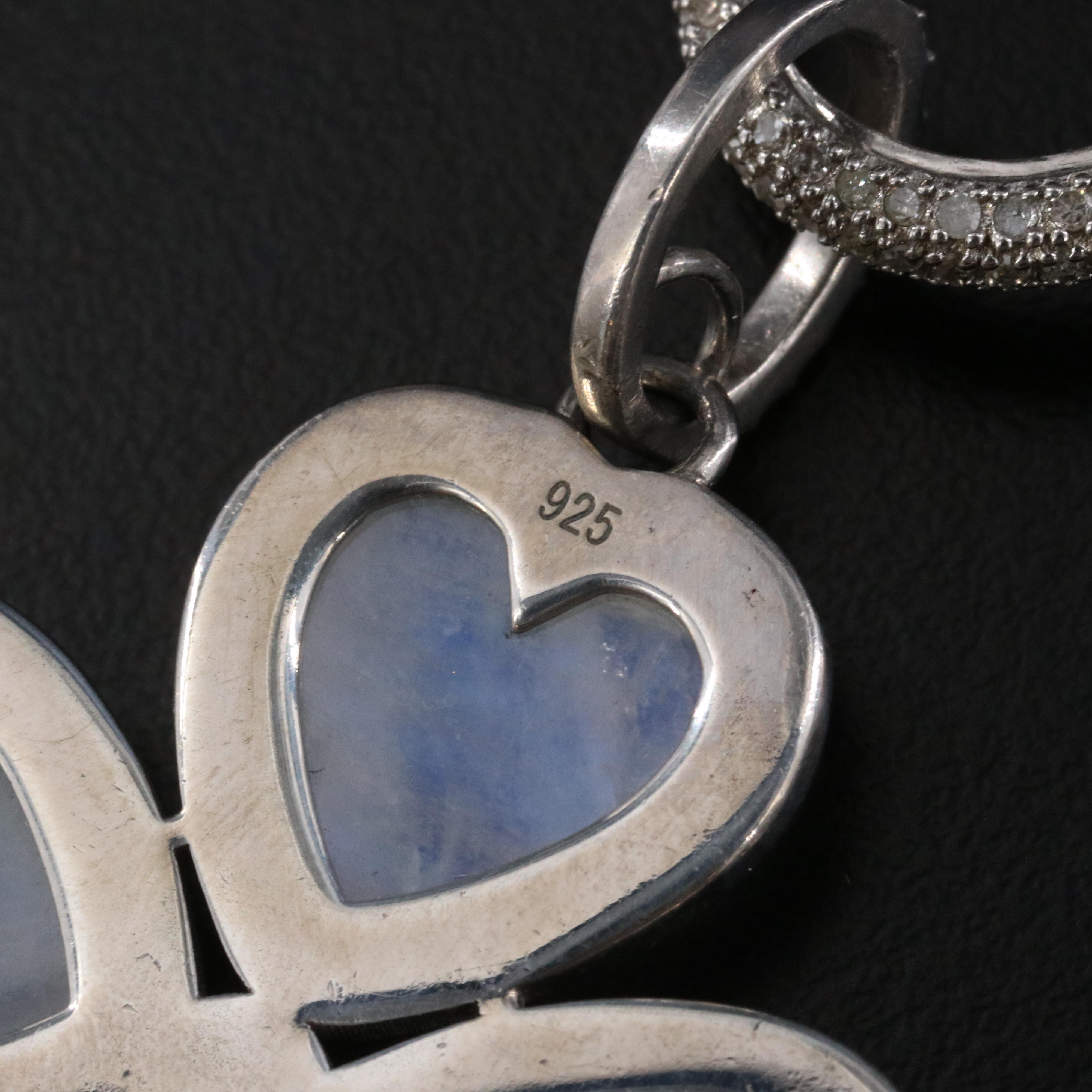 Sheryl Lowe Sterling Rainbow Moonstone Four-Leaf Clover Pendant and Necklace