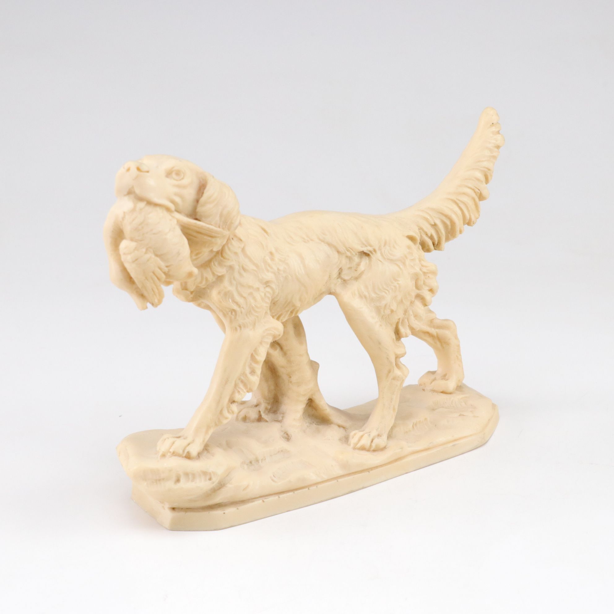 A. Santini Italian Carved Resin Hunting Dog Statues