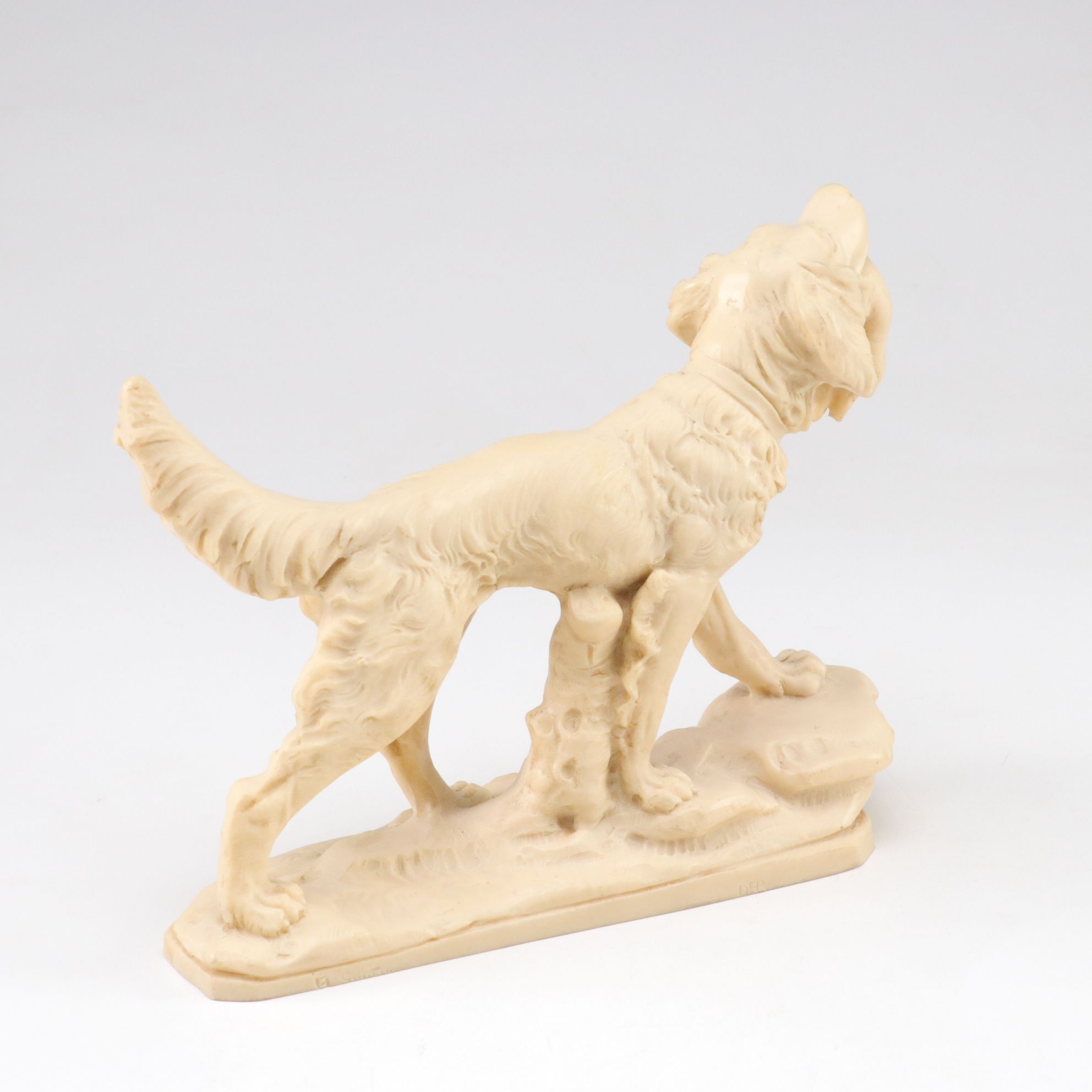 A. Santini Italian Carved Resin Hunting Dog Statues