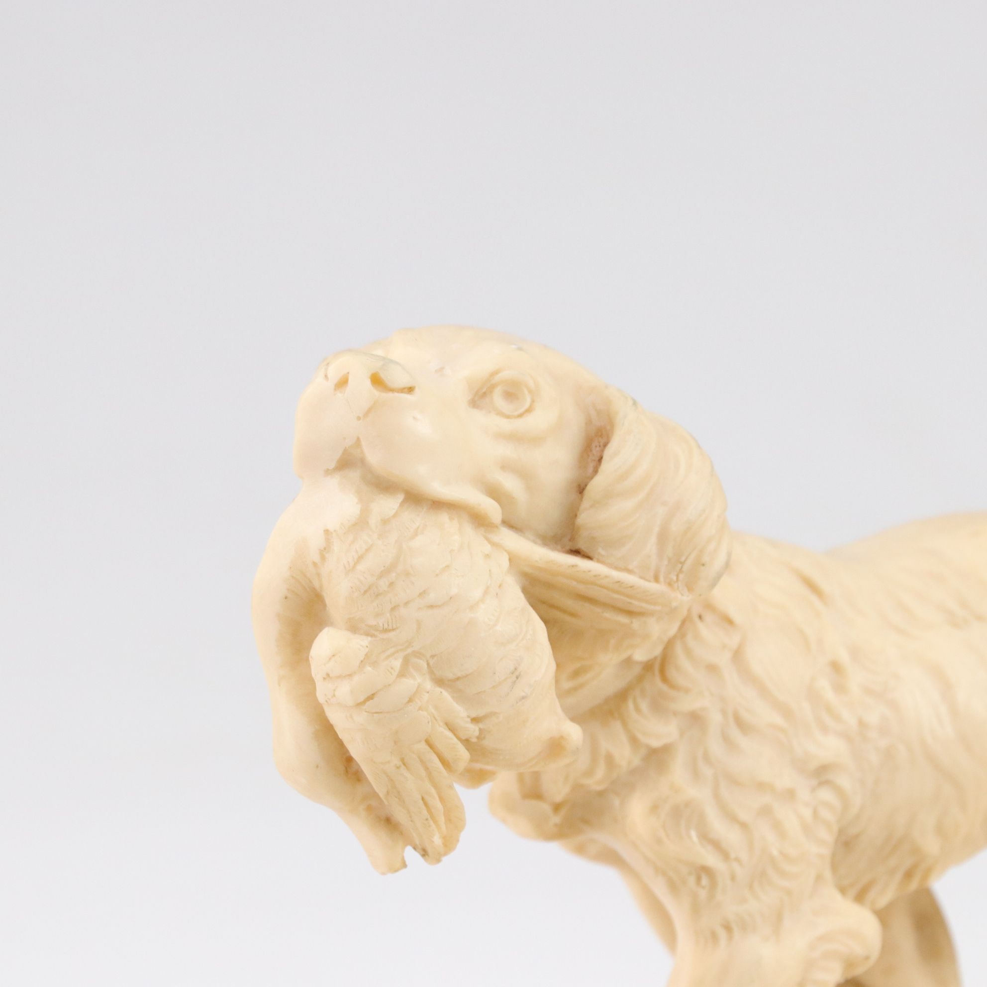 A. Santini Italian Carved Resin Hunting Dog Statues