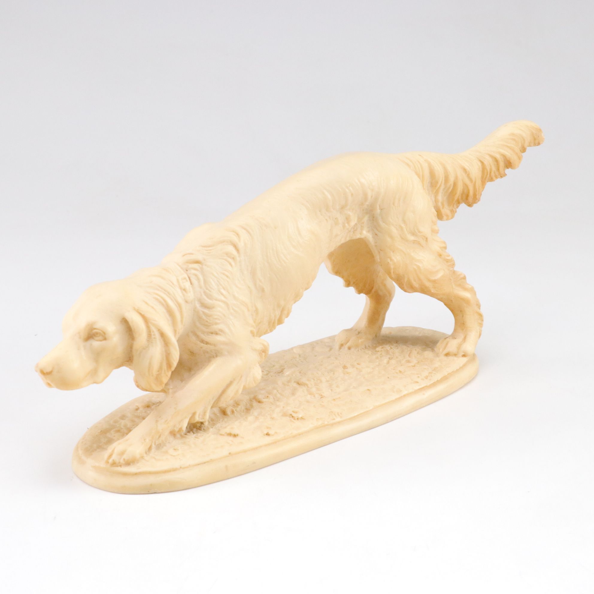 A. Santini Italian Carved Resin Hunting Dog Statues