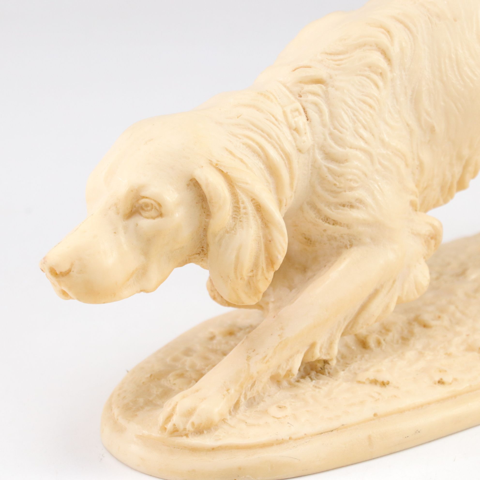 A. Santini Italian Carved Resin Hunting Dog Statues