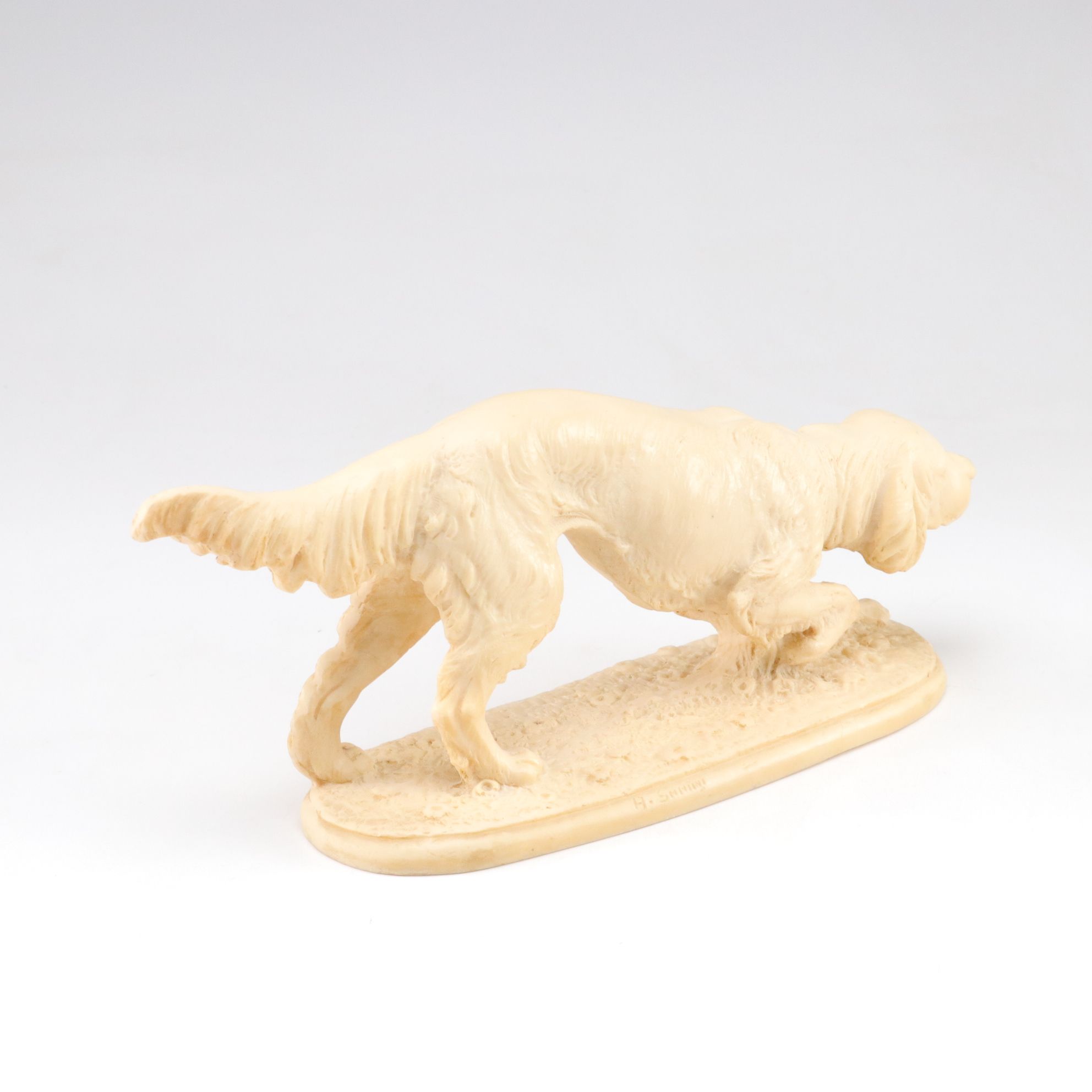 A. Santini Italian Carved Resin Hunting Dog Statues