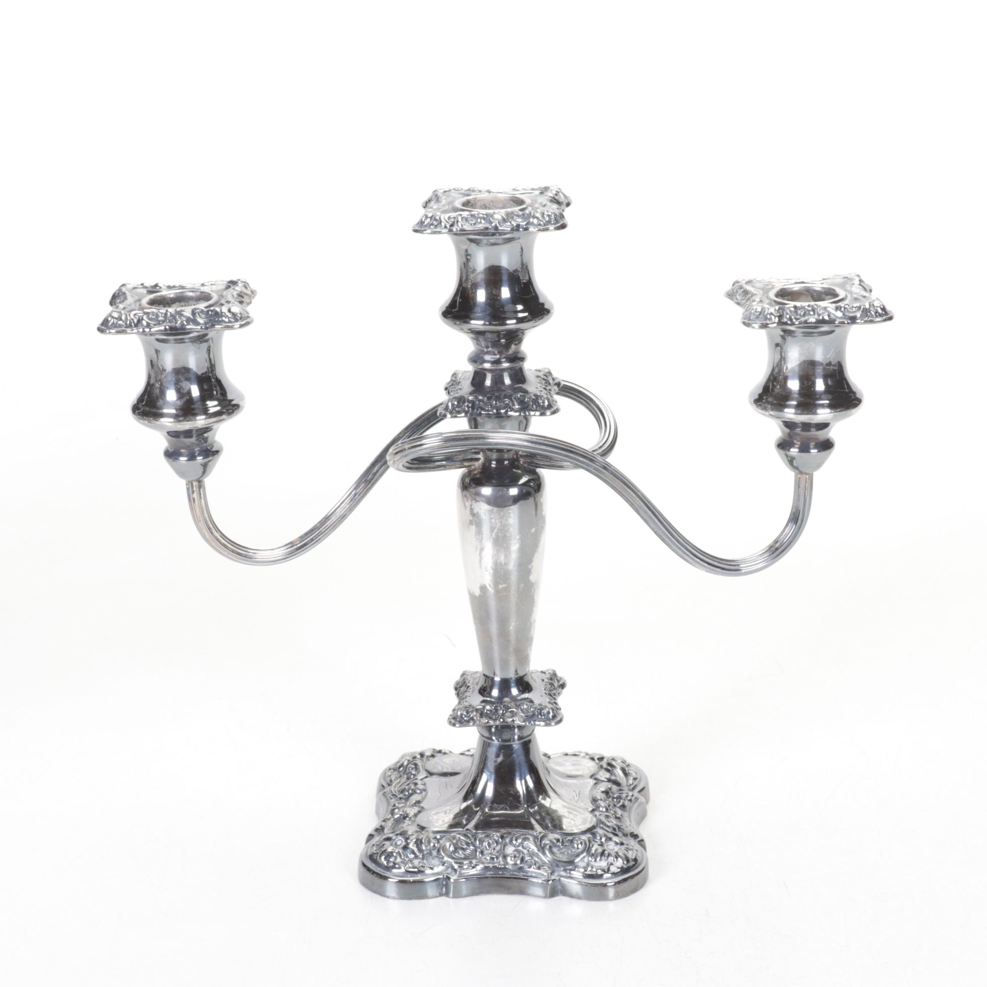 Art Nouveau Silver Plated Three Arm Candelabras