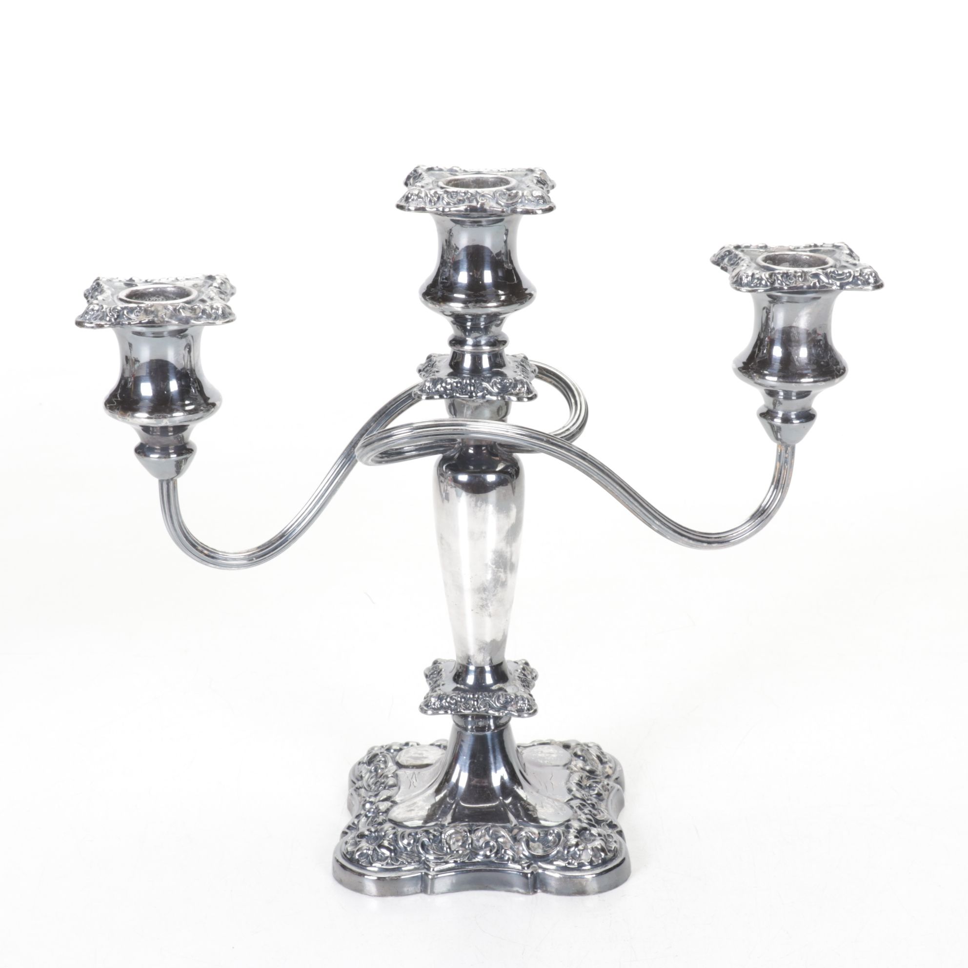 Art Nouveau Silver Plated Three Arm Candelabras