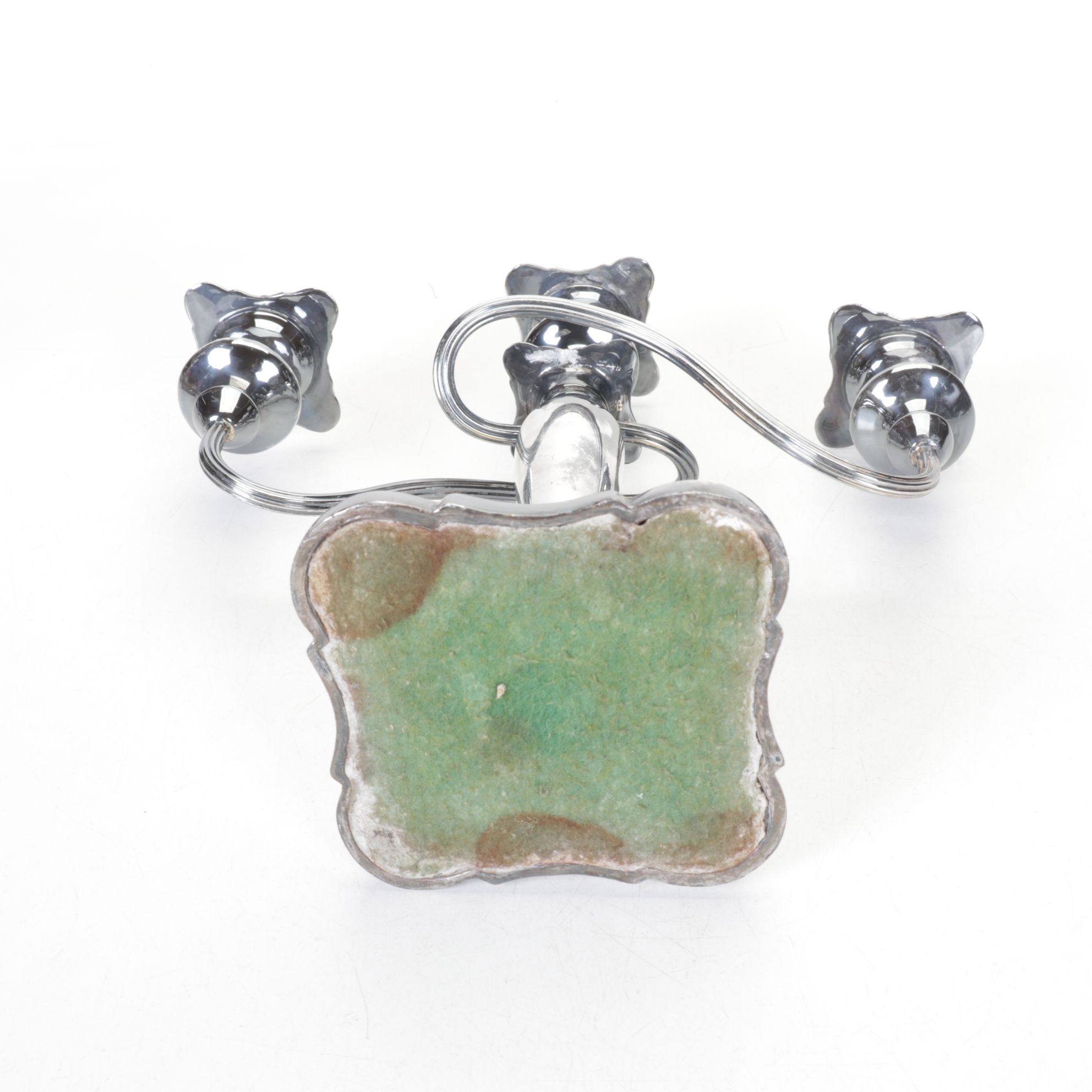 Art Nouveau Silver Plated Three Arm Candelabras