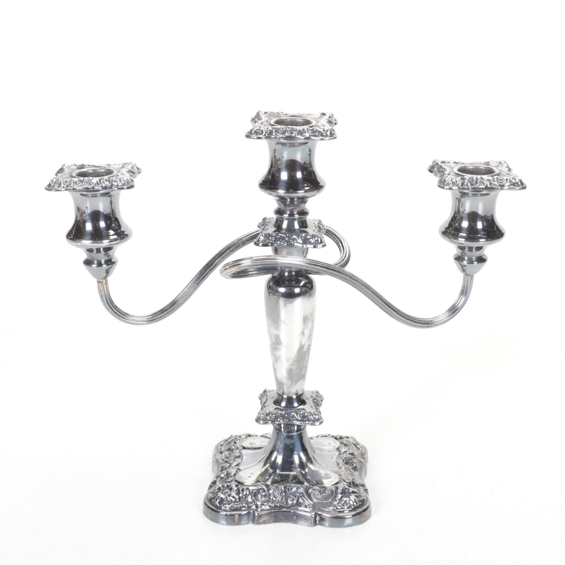 Art Nouveau Silver Plated Three Arm Candelabras