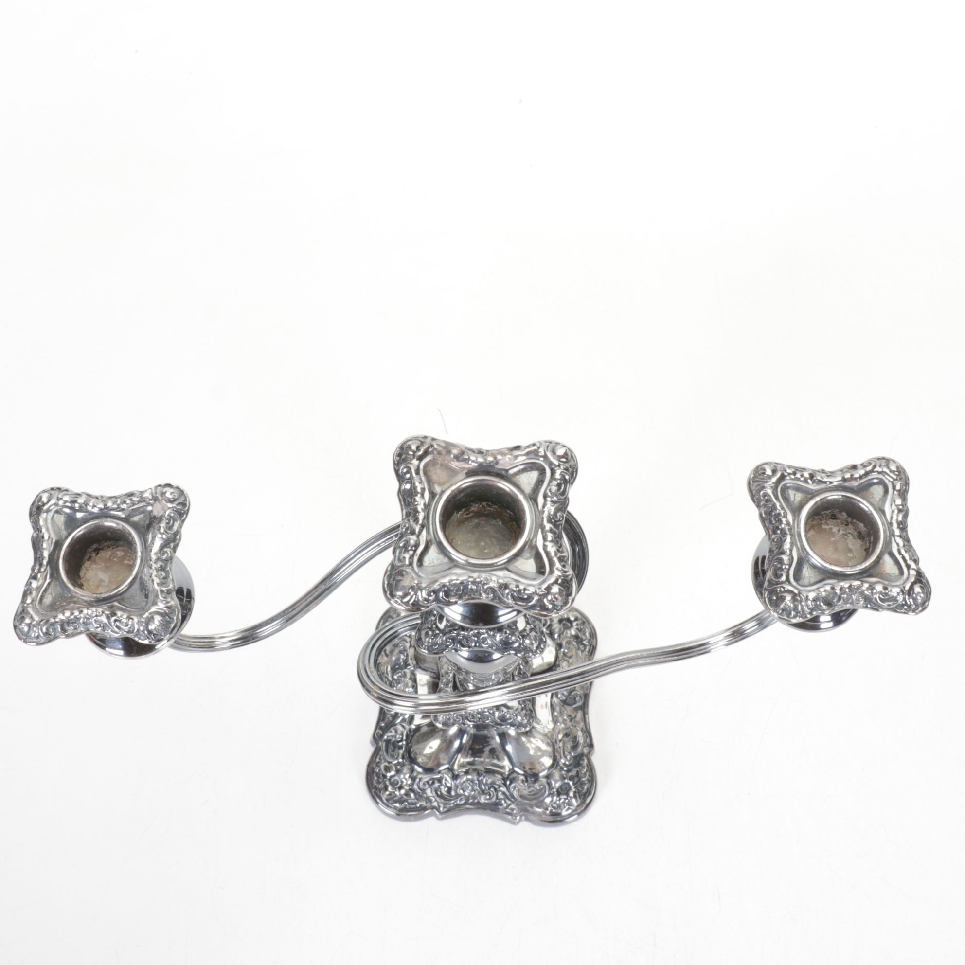 Art Nouveau Silver Plated Three Arm Candelabras