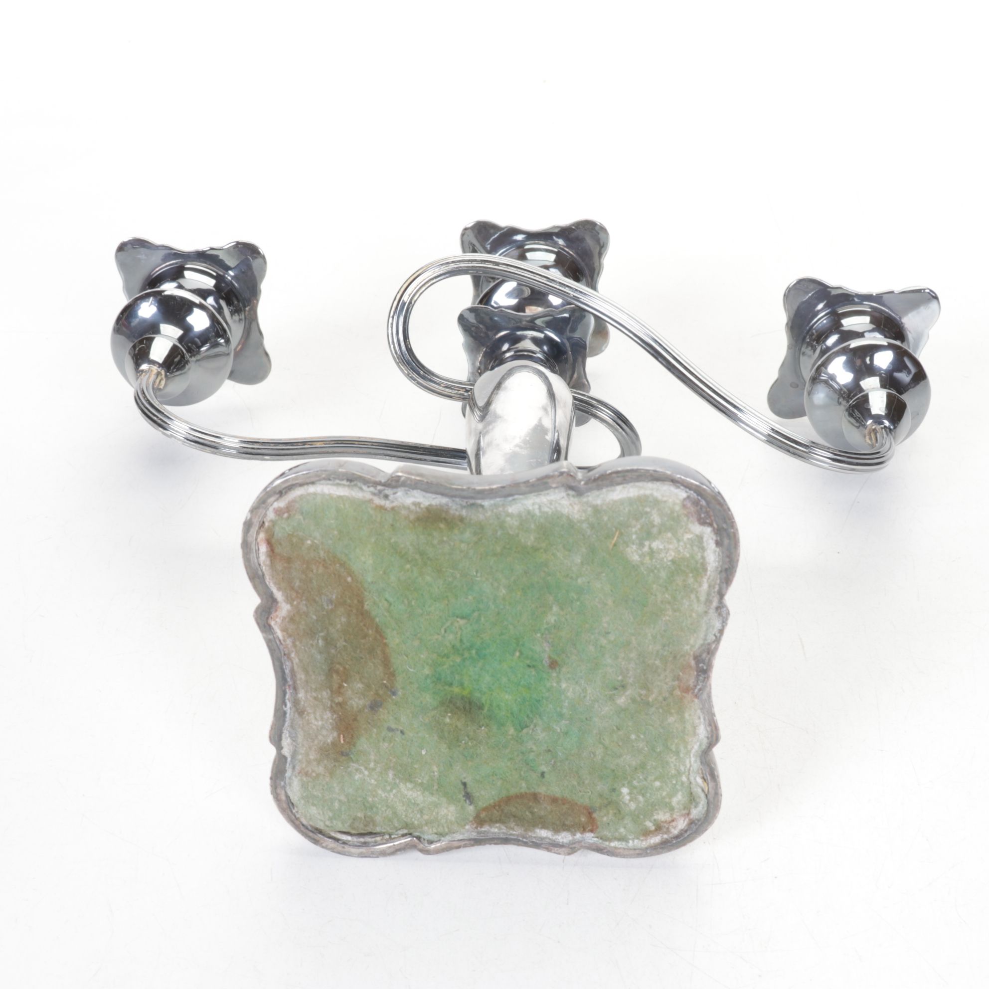 Art Nouveau Silver Plated Three Arm Candelabras