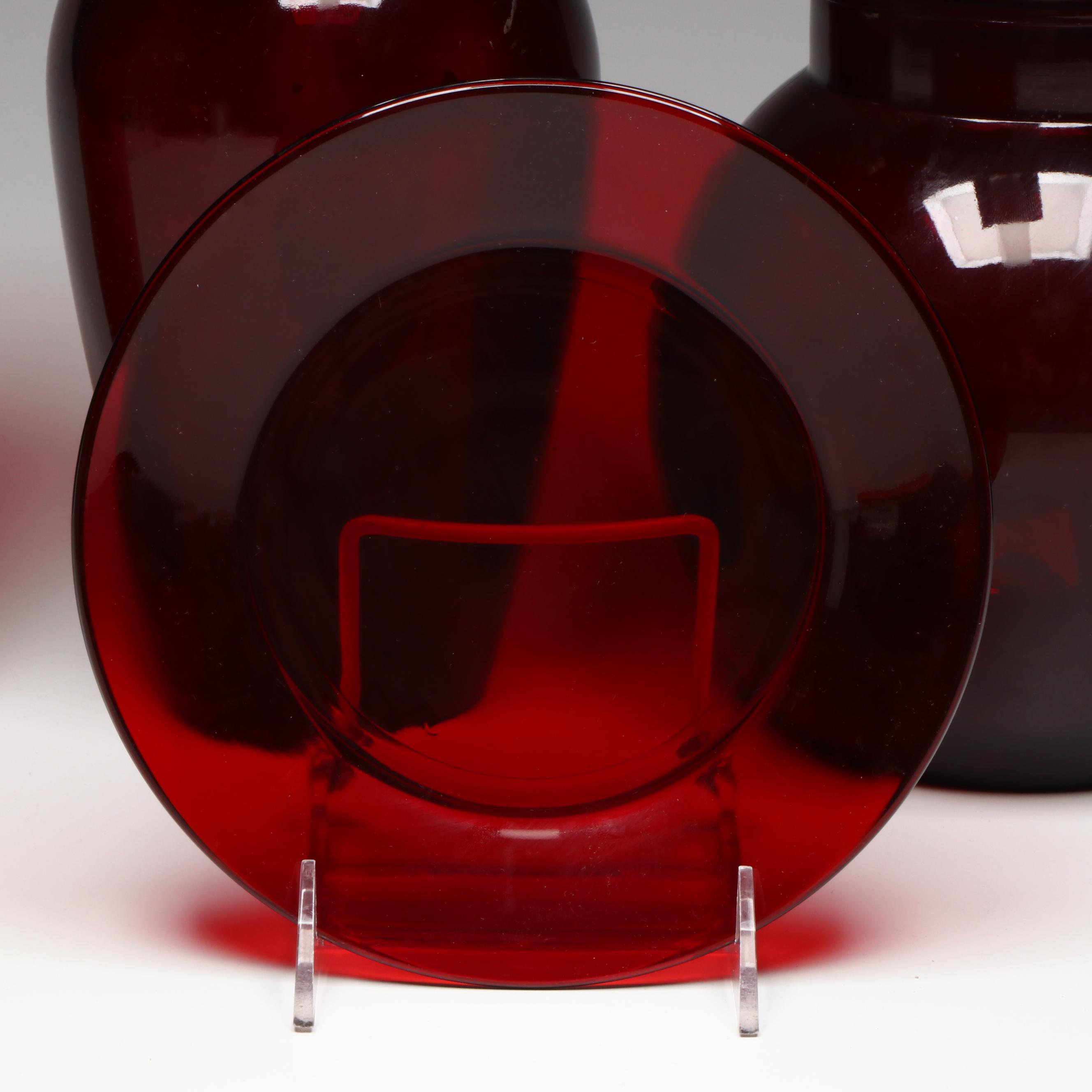 Anchor Hocking "Royal Ruby" Tableware and Vases, Mid to Late 20th Century