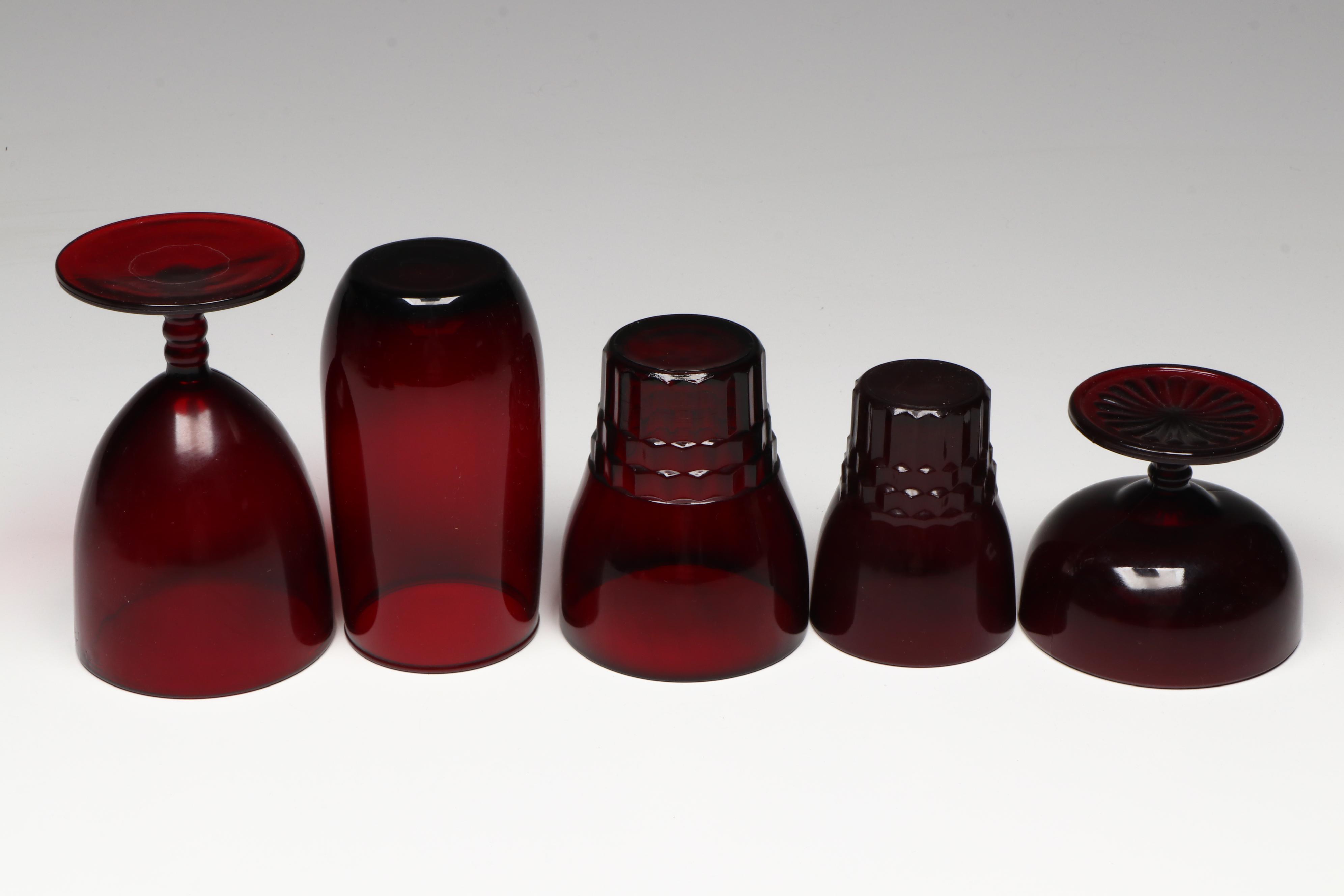 Anchor Hocking "Royal Ruby" Tableware and Vases, Mid to Late 20th Century