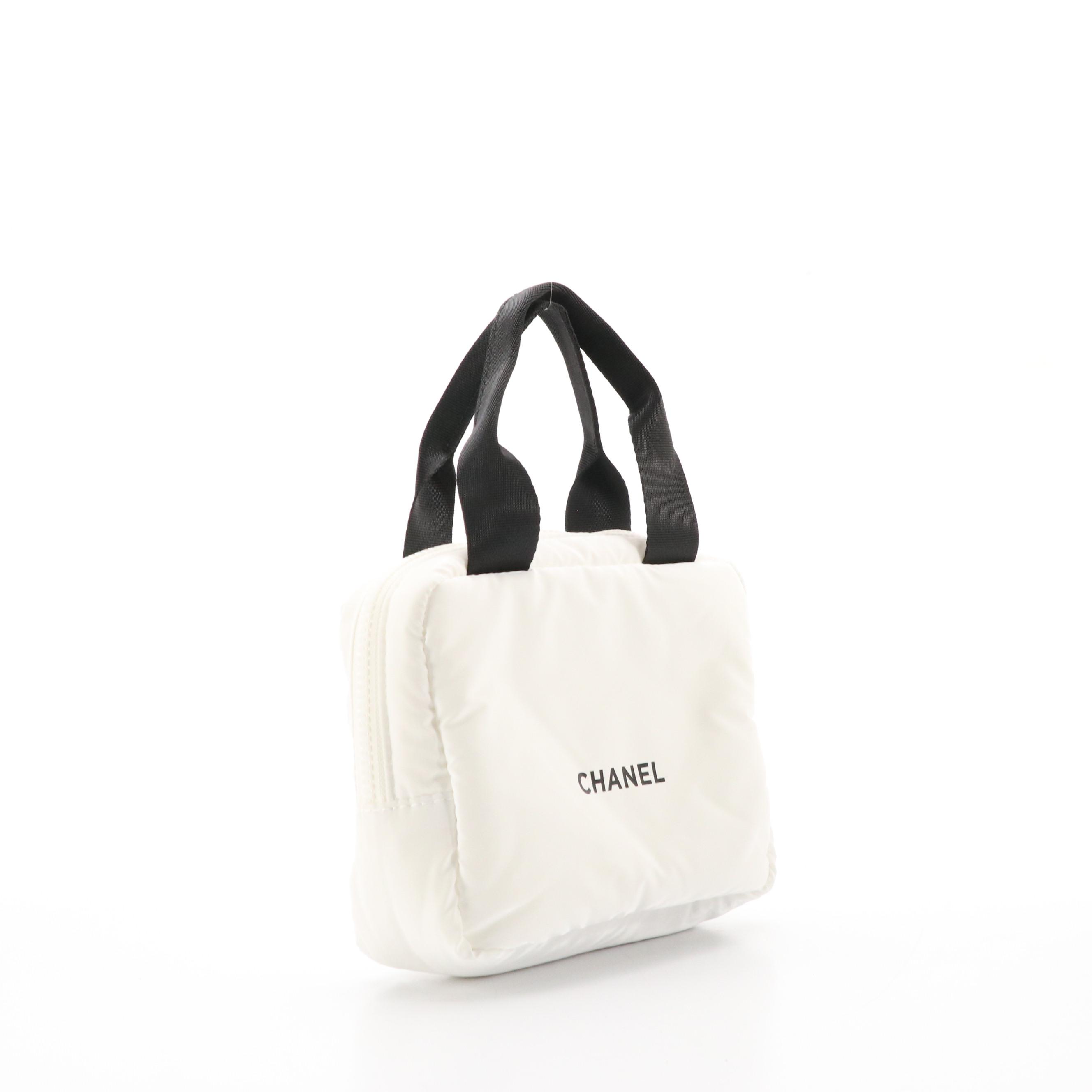 Chanel Parfums Promotional Mini Zip Handbag in White Nylon