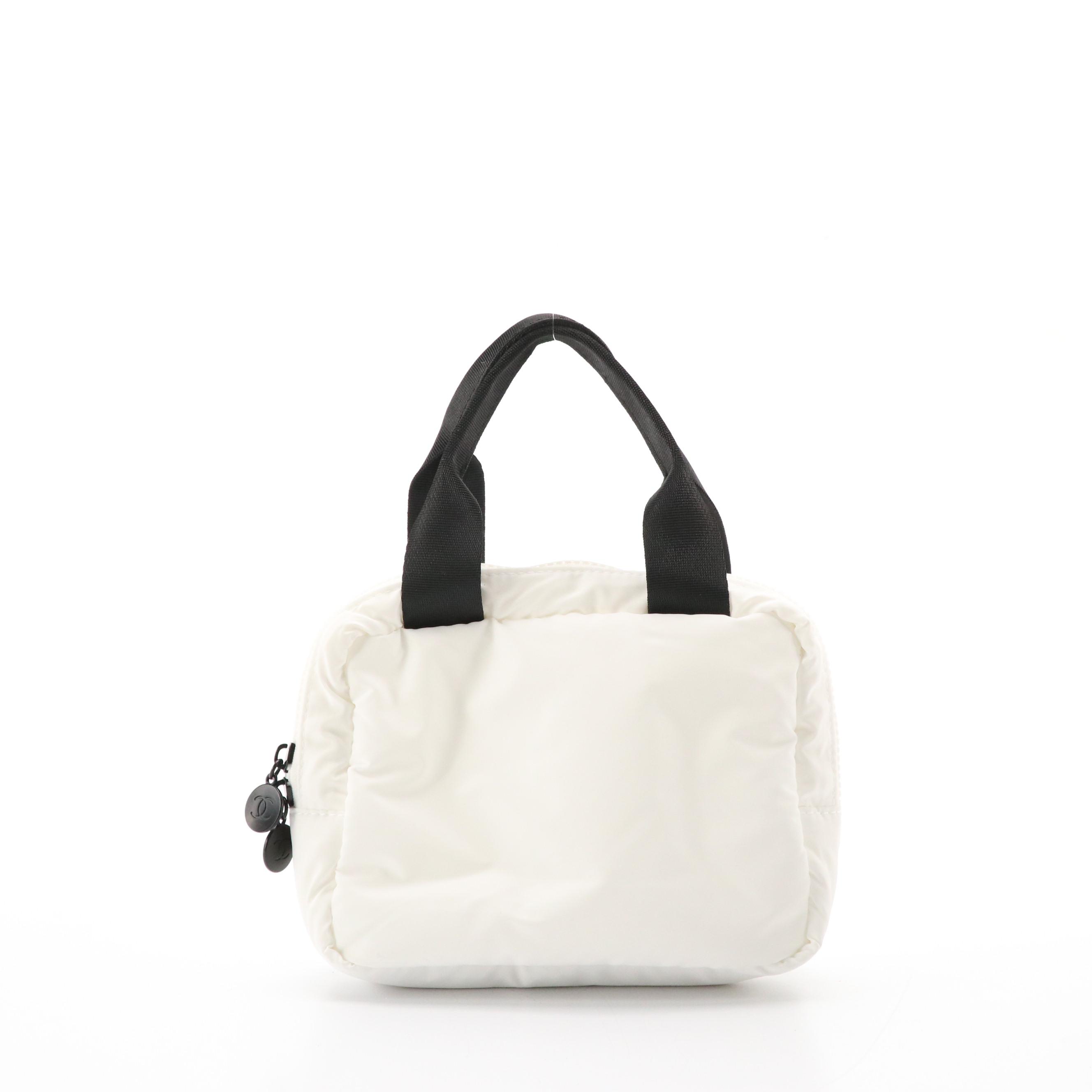 Chanel Parfums Promotional Mini Zip Handbag in White Nylon