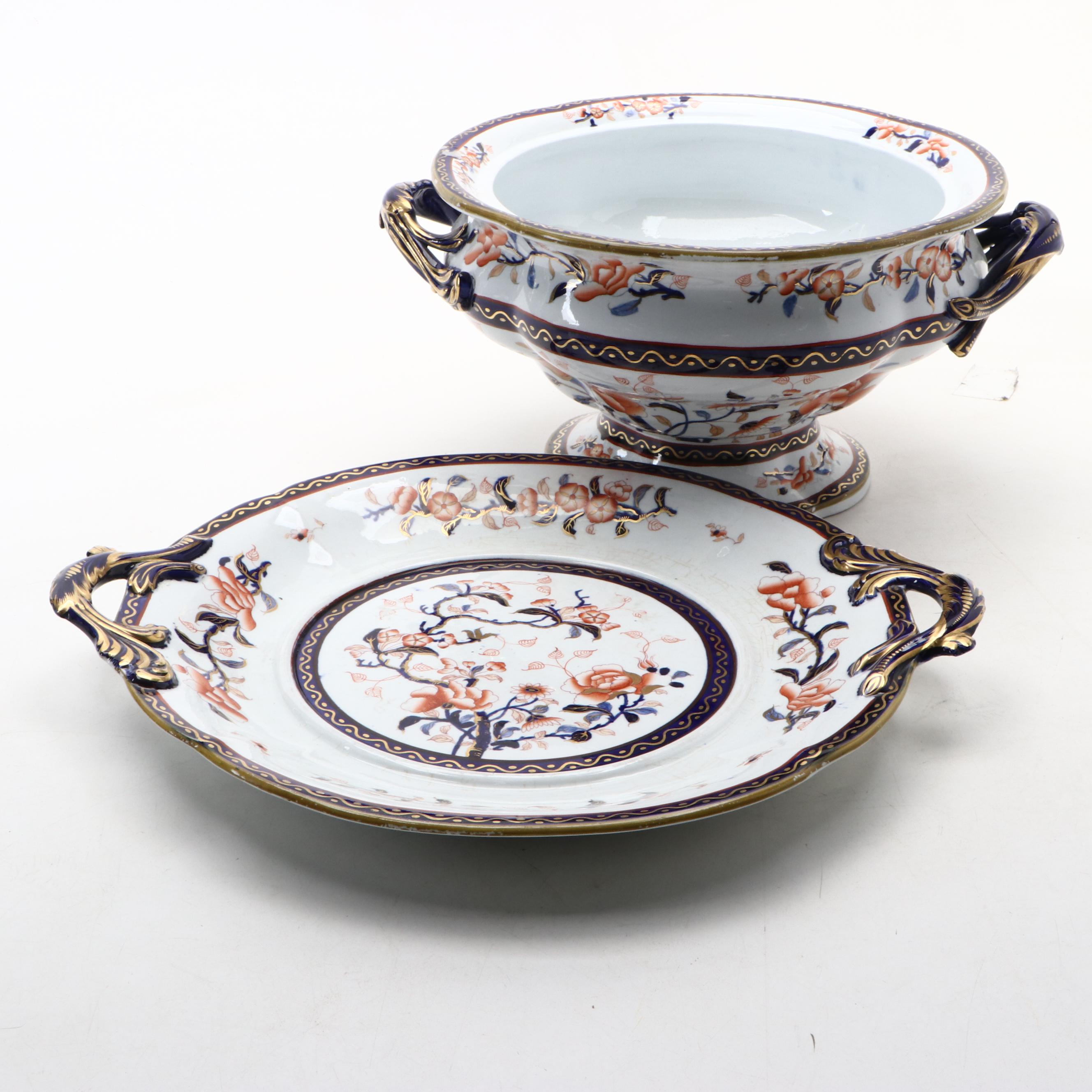 English Japanism Imari Porcelain Tureen and Underplate