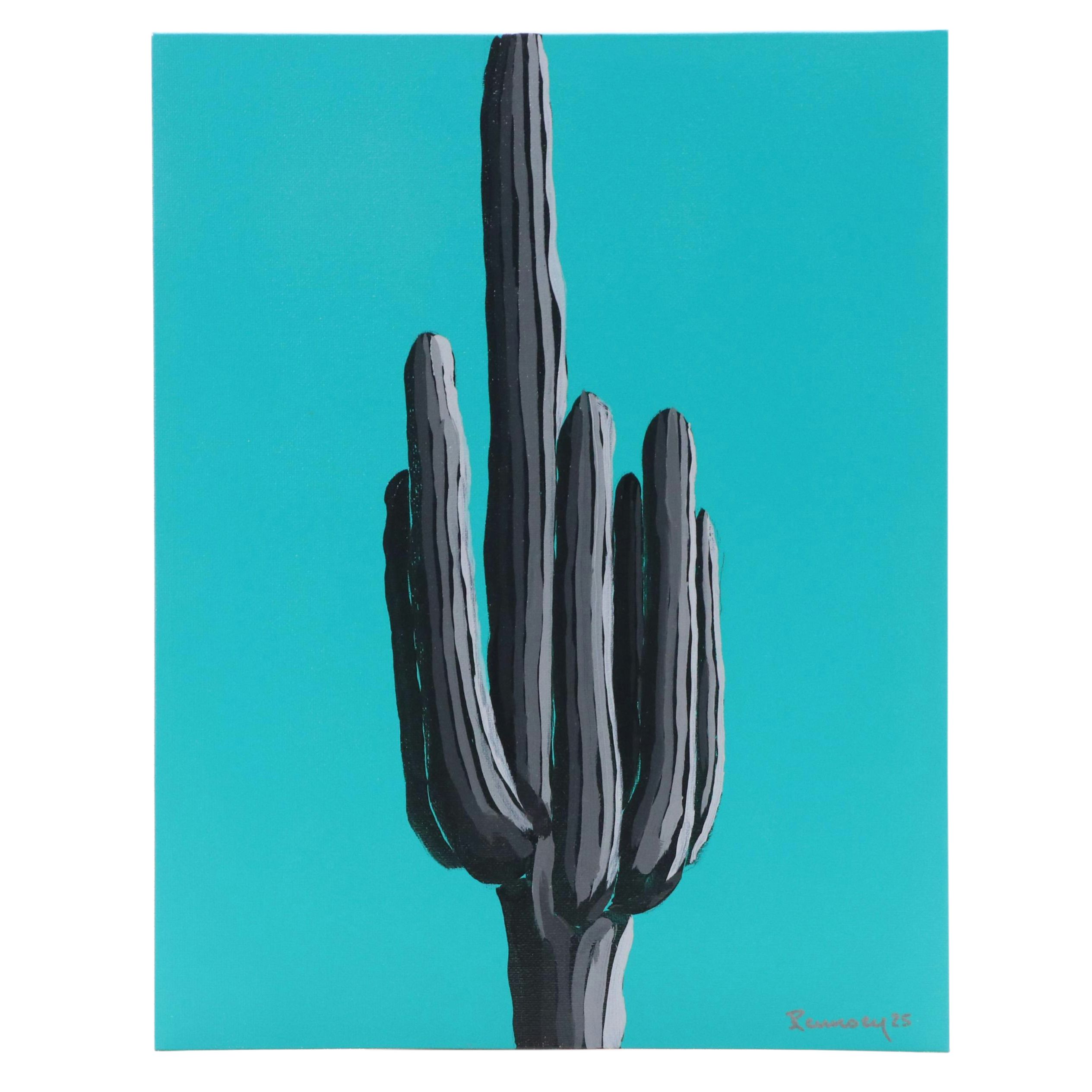 Joshua Ramsey Acrylic Painting "Moonlight Saguaro II," 2025