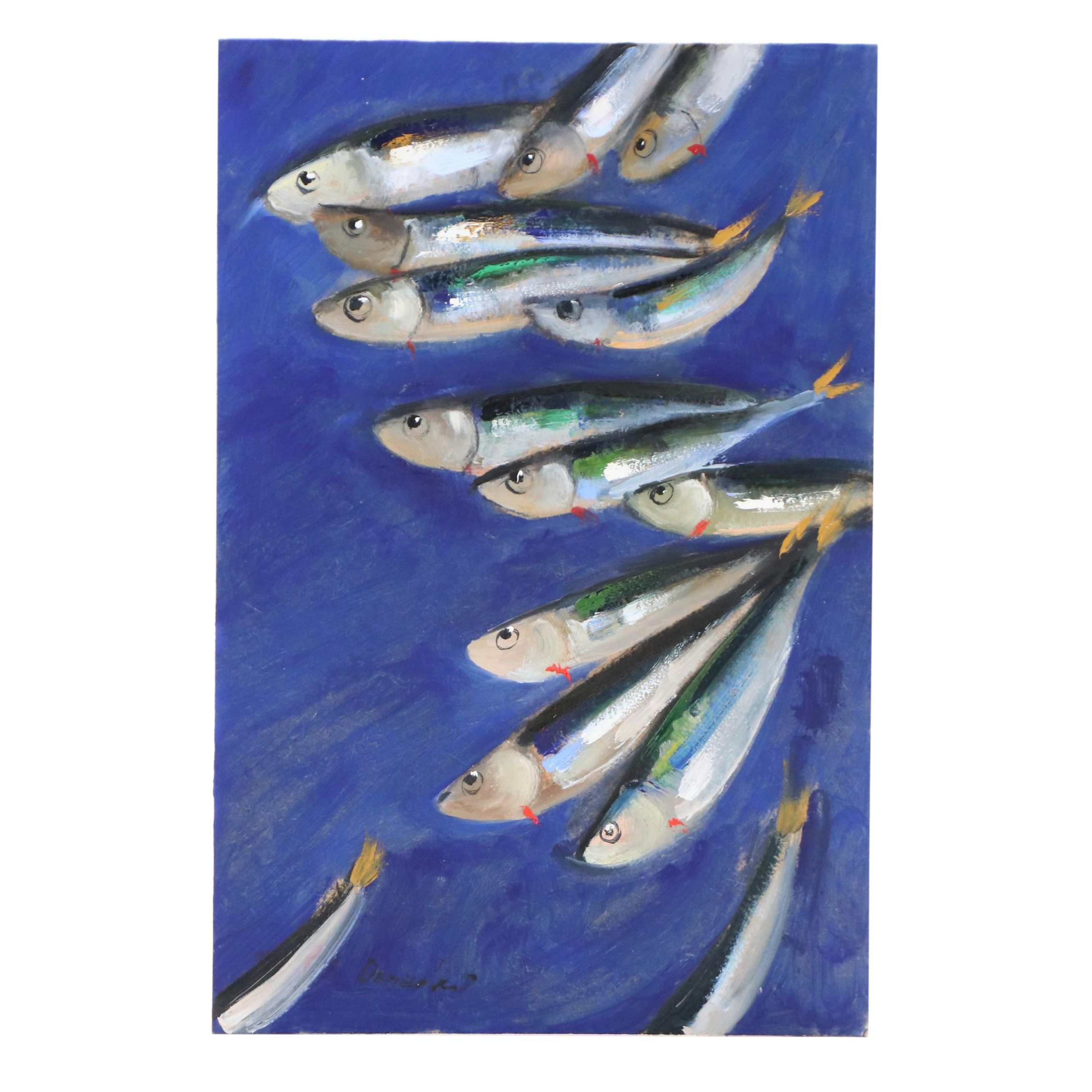 Natalia Demenko Oil Painting of Sardines, Circa 2025