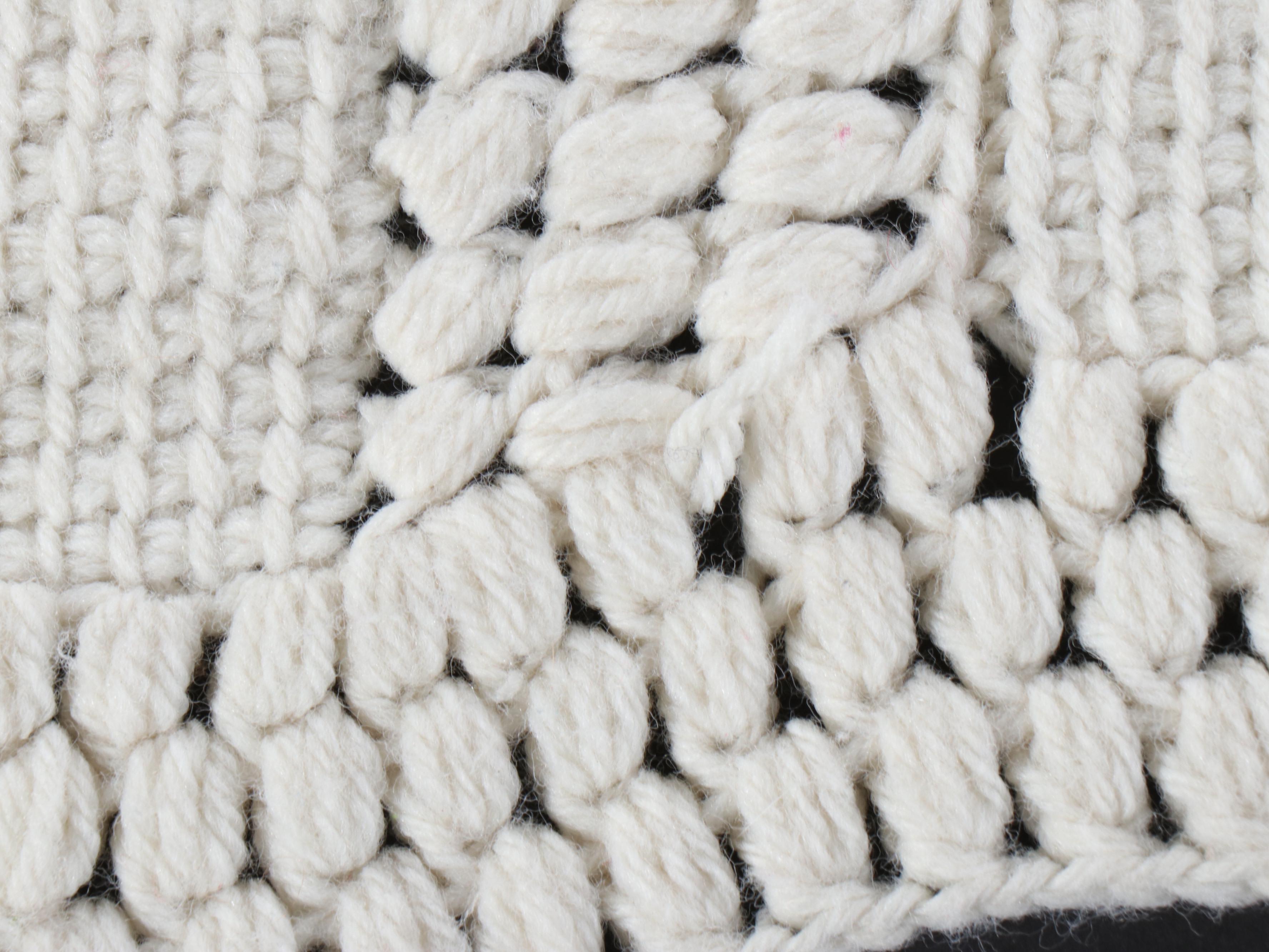 Handmade Floral Cross-Stitch on Crochet Blanket